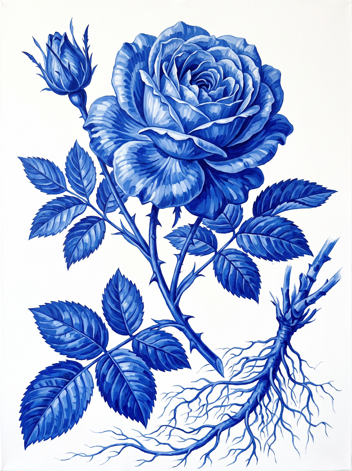 Cobalt Rose With Roots