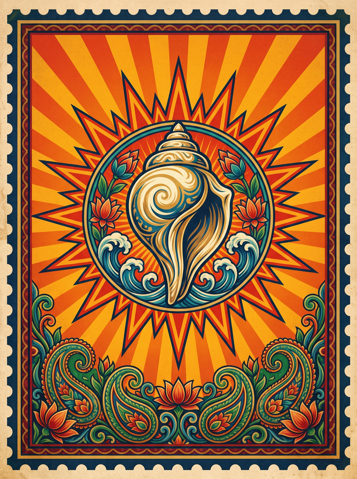 Conch Shell And Waves