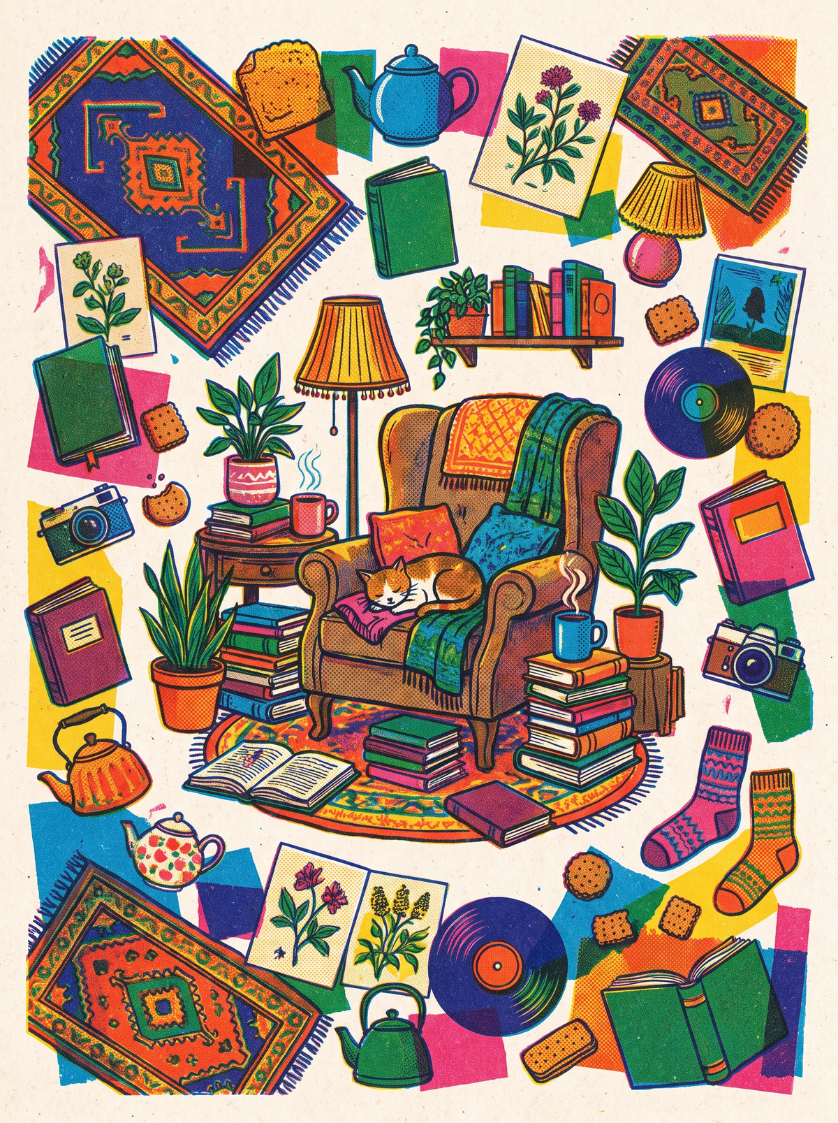 Cozy Reading Nook Cat
