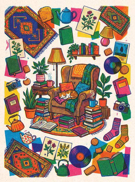 Cozy Reading Nook Cat (150 Color Diamond Painting)