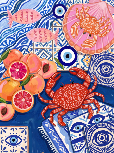 Crab On Blue Tiles