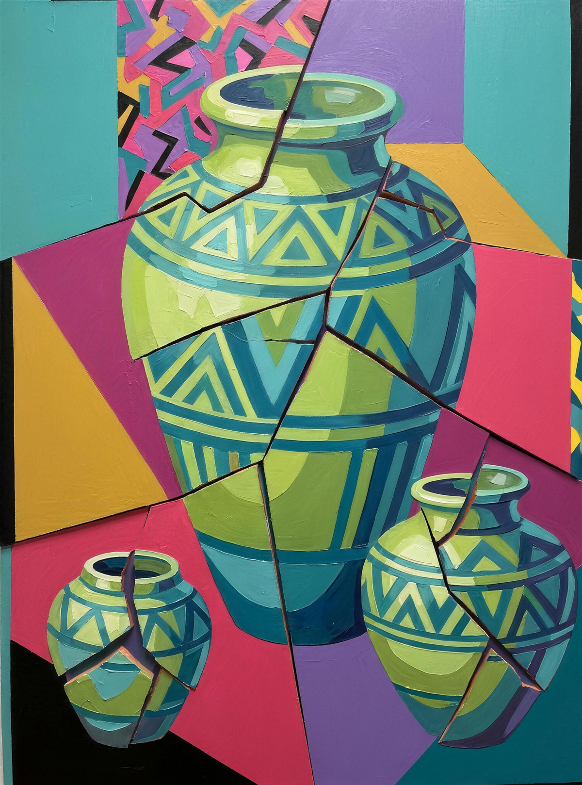 Cracked Lime Vases