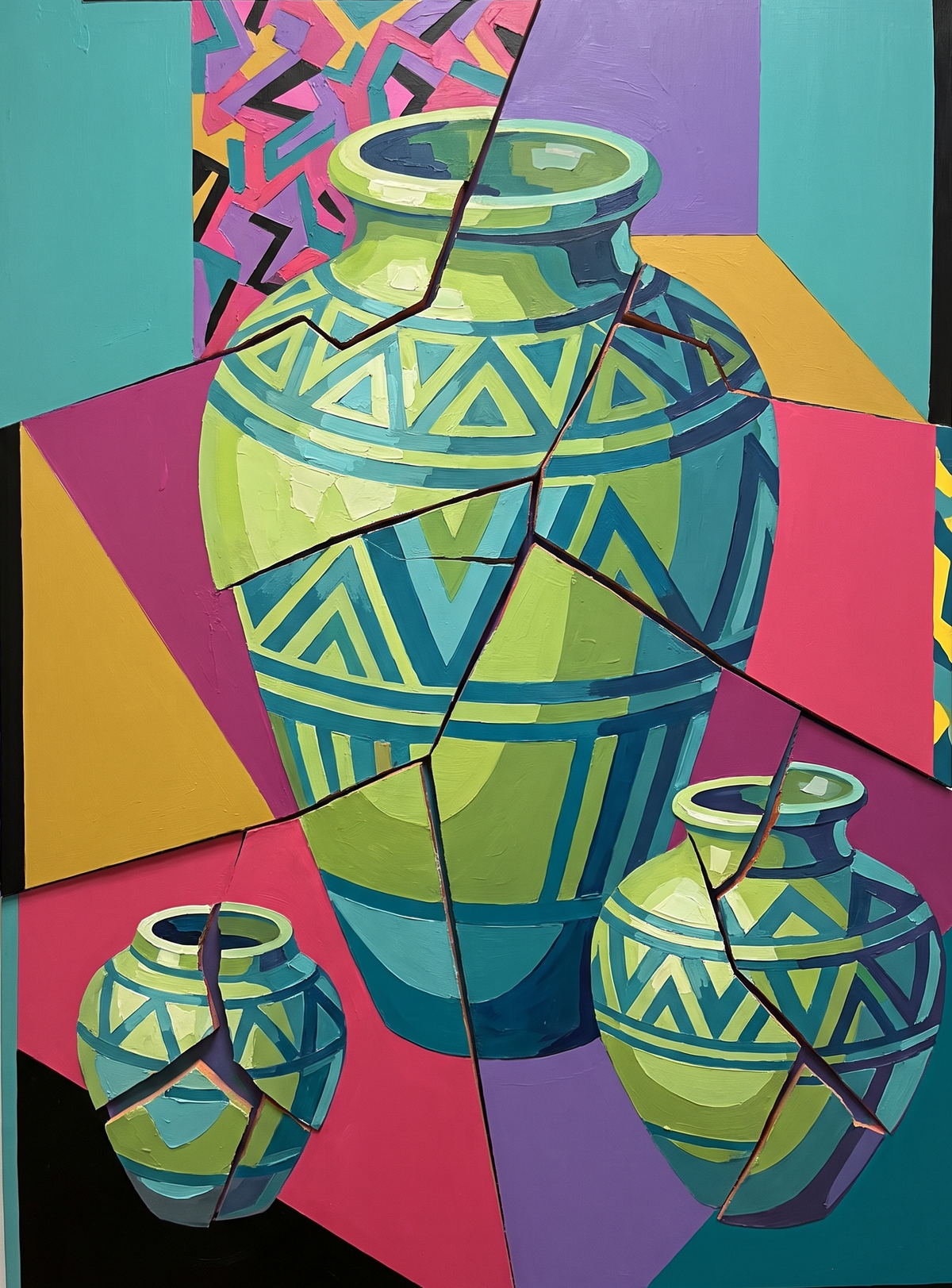 Cracked Lime Vases