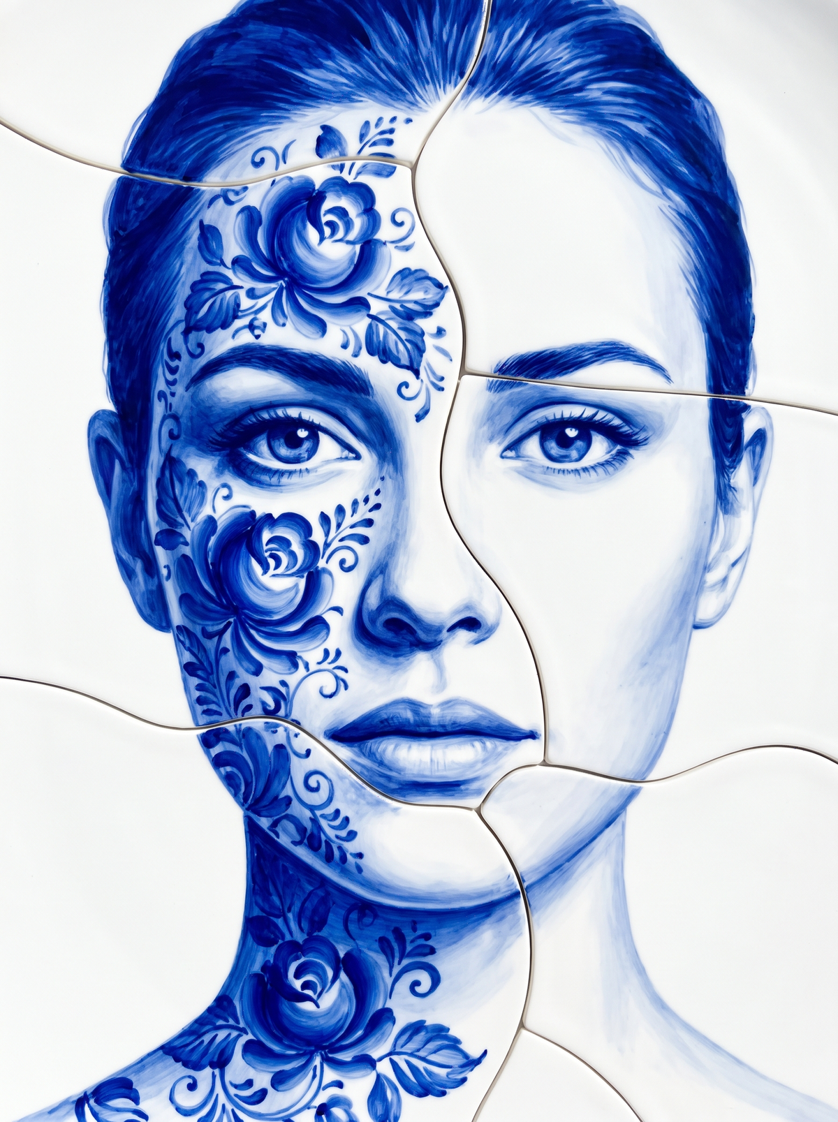 Cracked Porcelain Woman Face