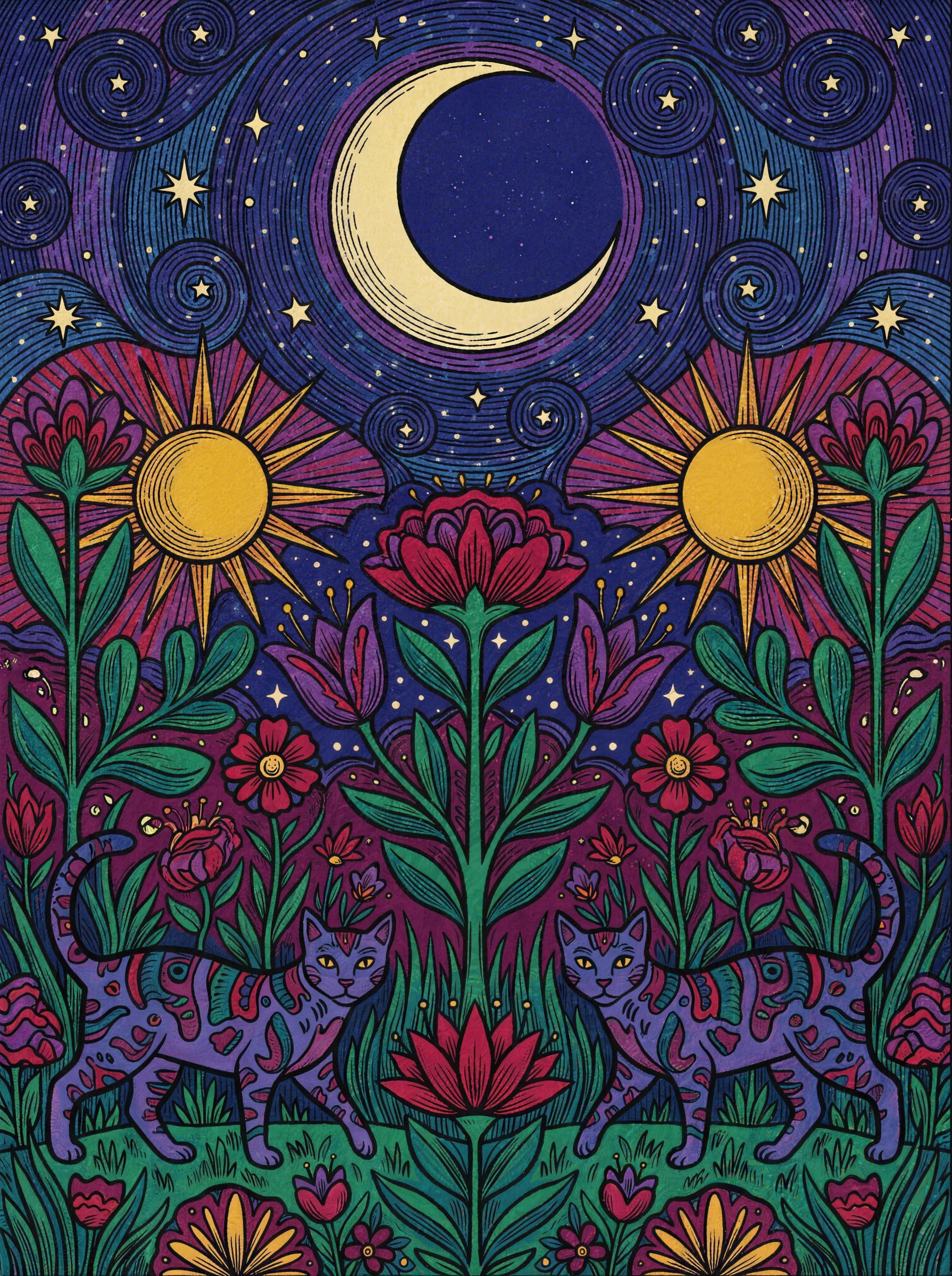 Crescent Moon Blue Cats