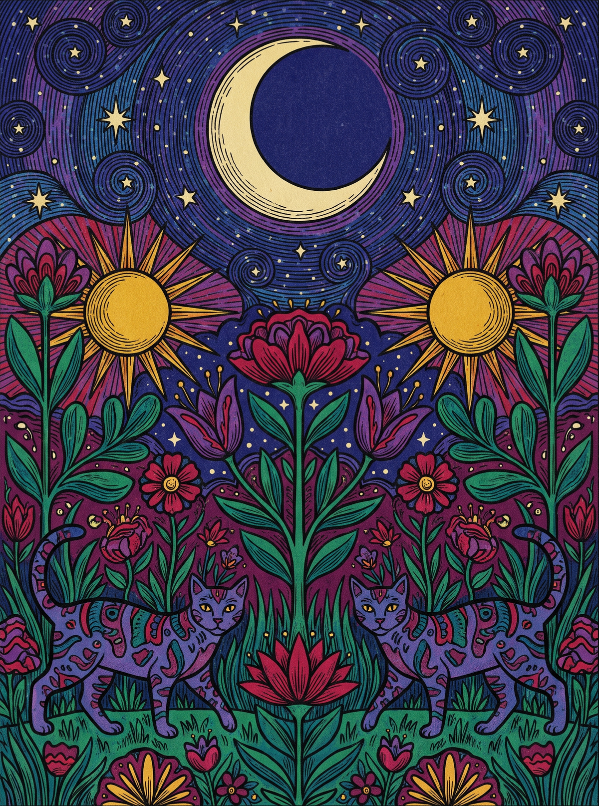 Crescent Moon Blue Cats