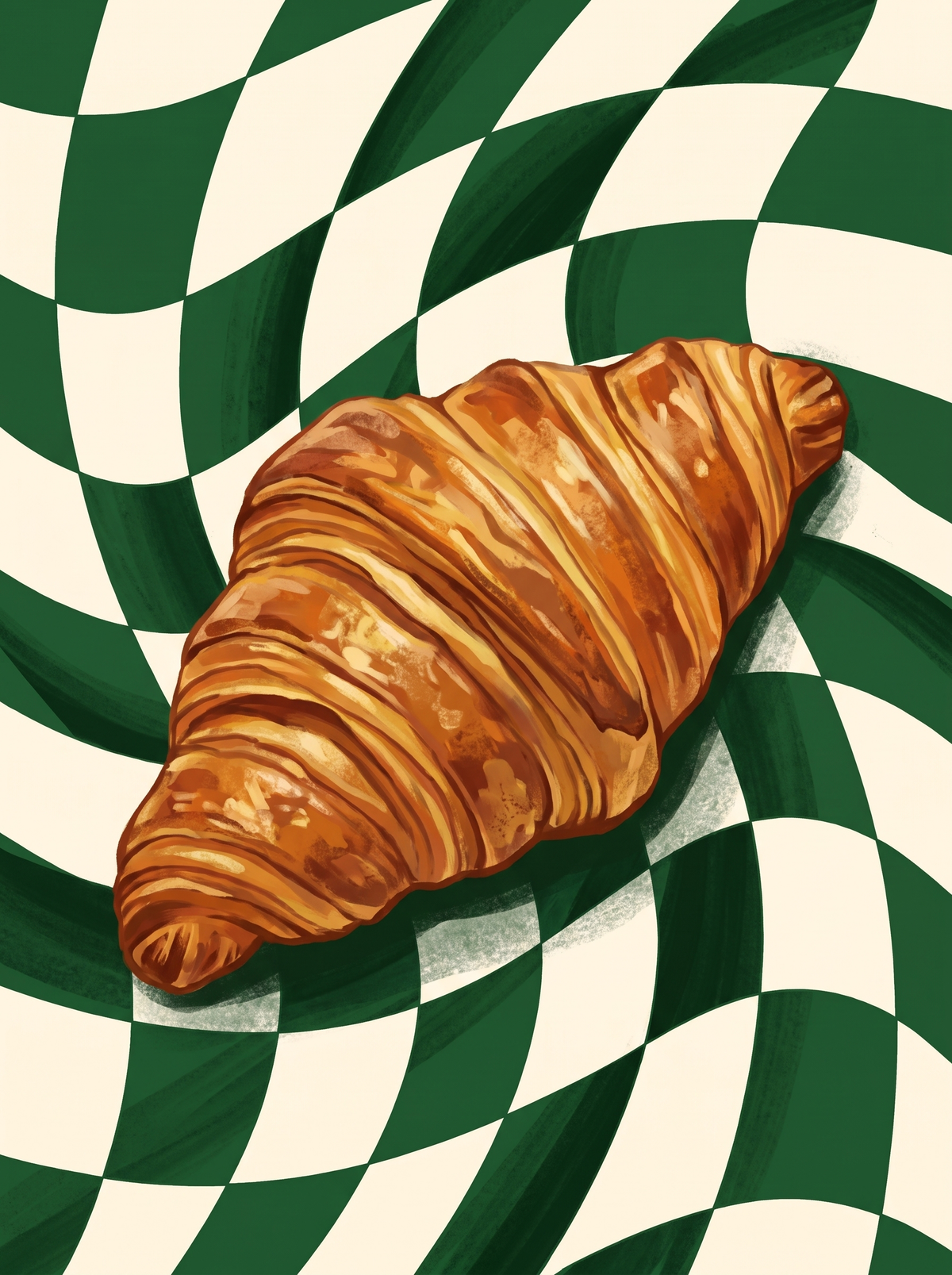Croissant On Green Checks