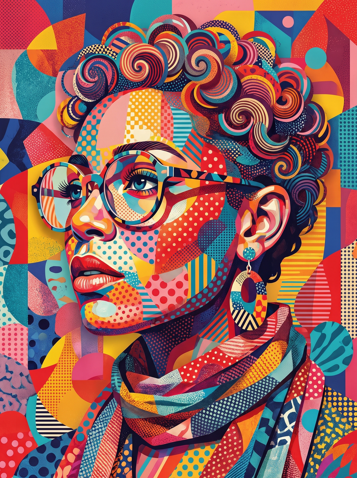 Curls And Dotted Scarf