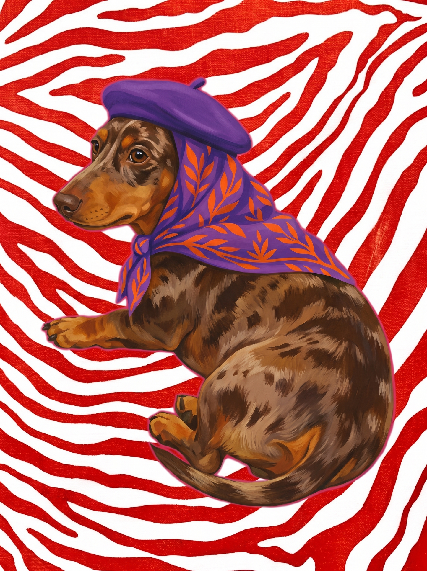Dachshund In Purple Beret