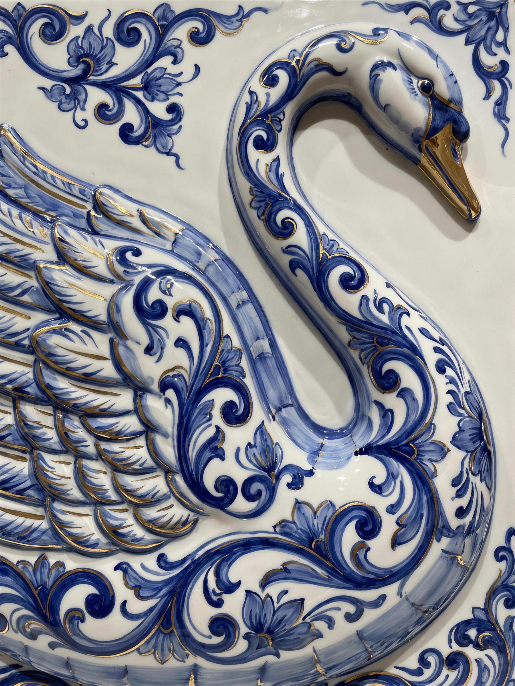 Delft Blue Porcelain Swan