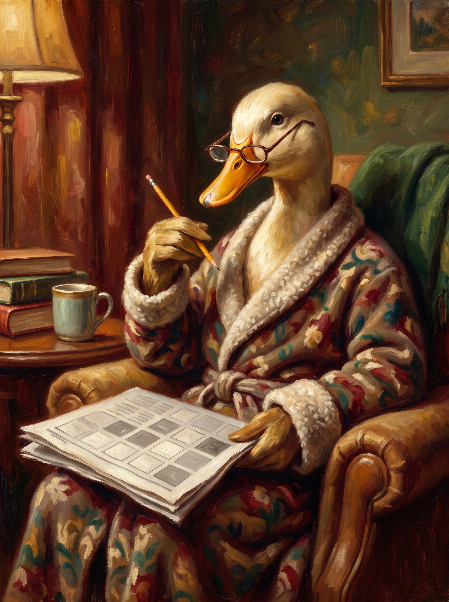 Duck Doing Crossword