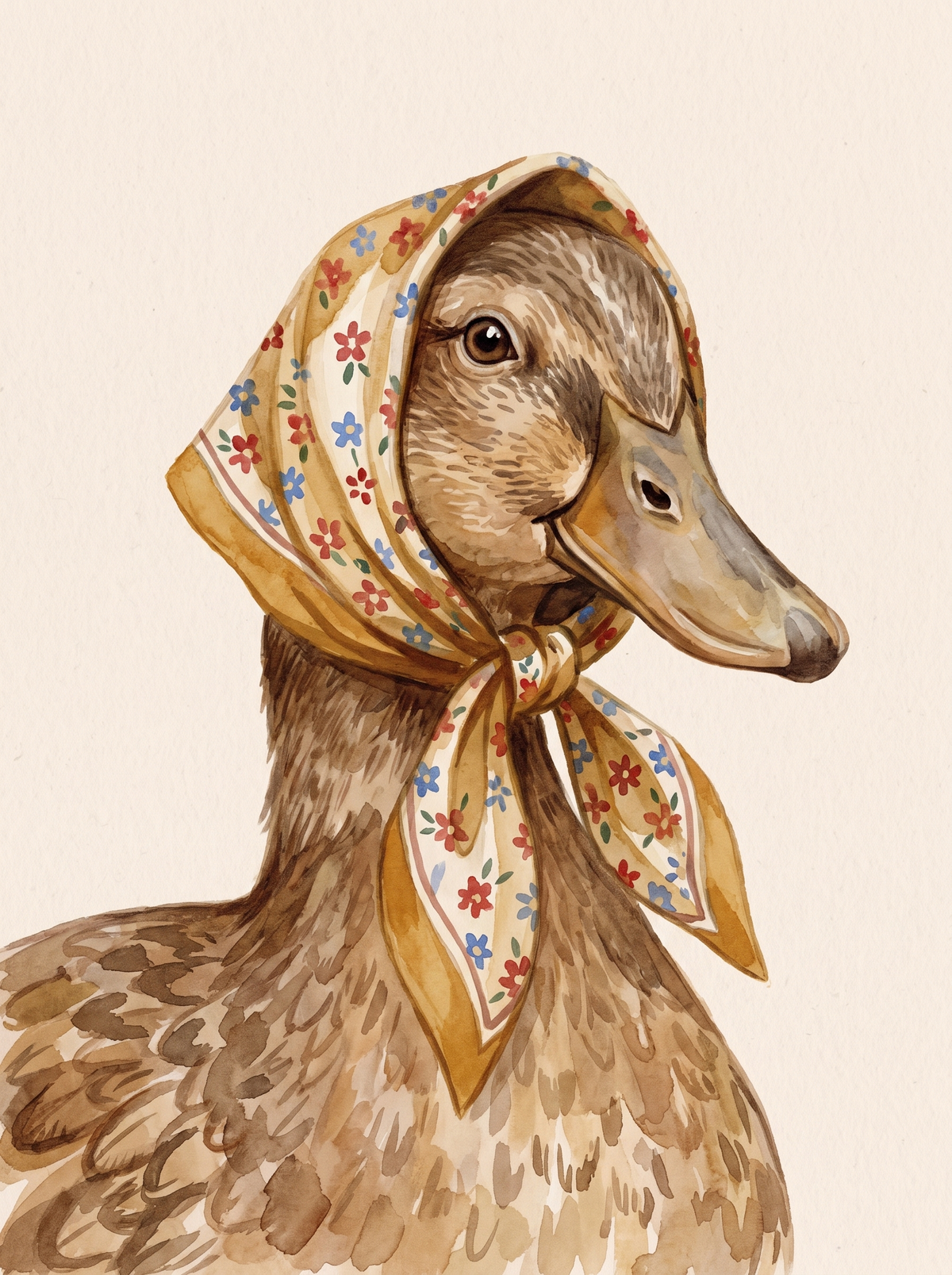 Duck In Floral Headscarf