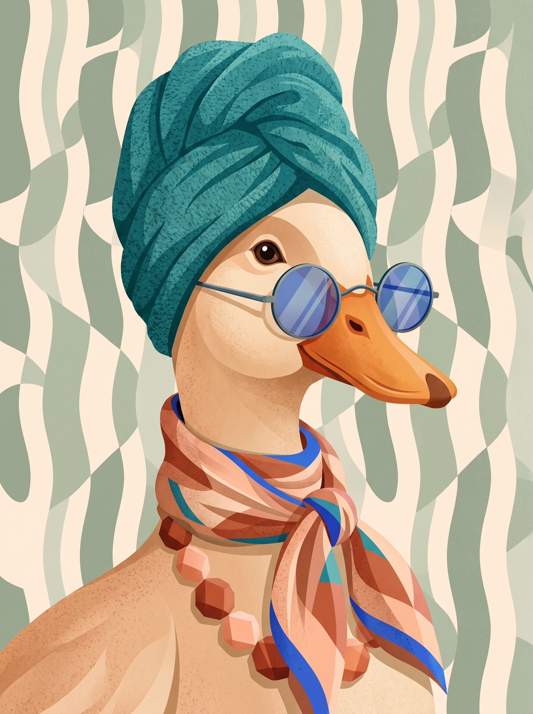 Duck In Teal Turban