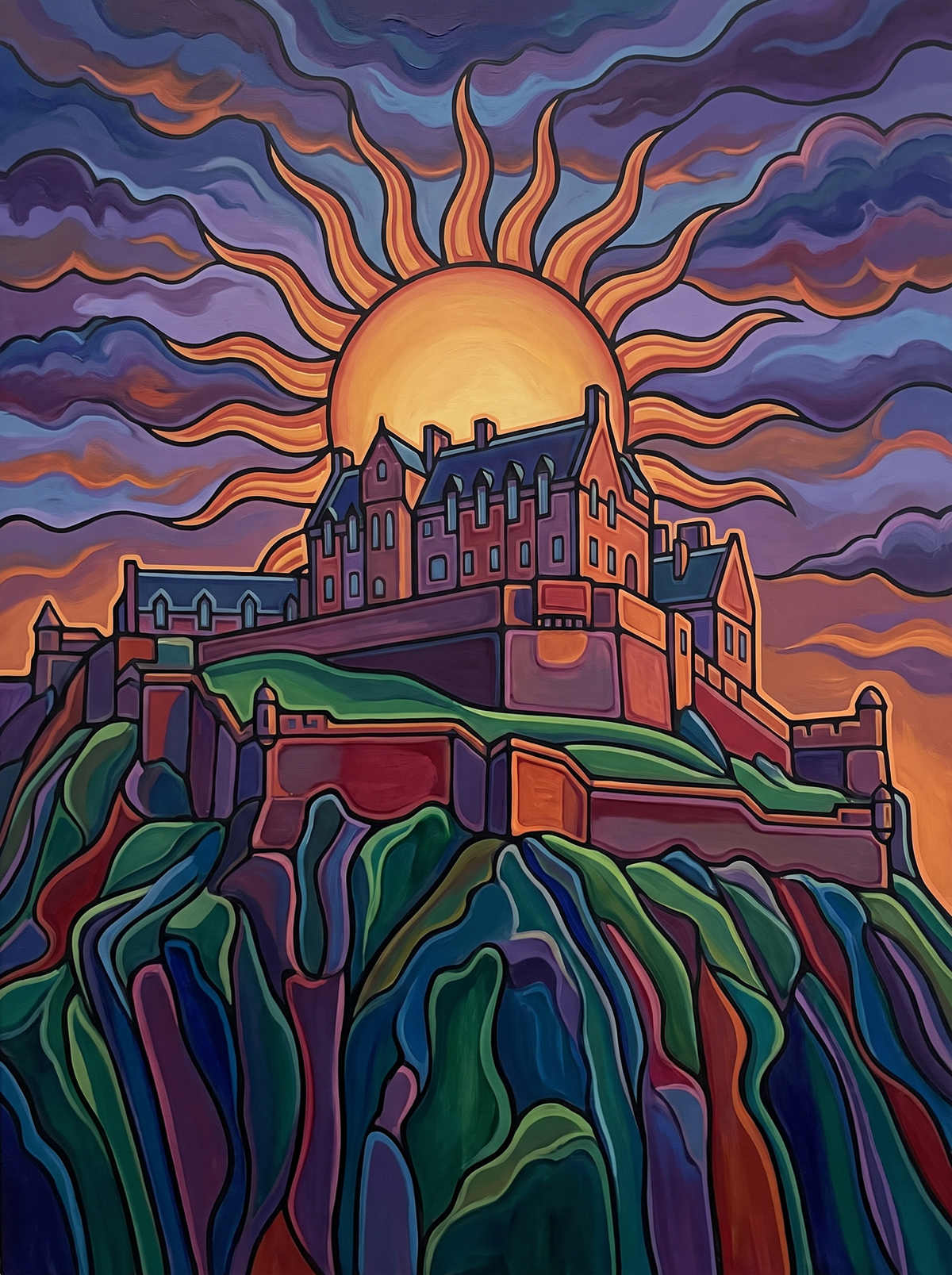 Edinburgh Castle Sunburst