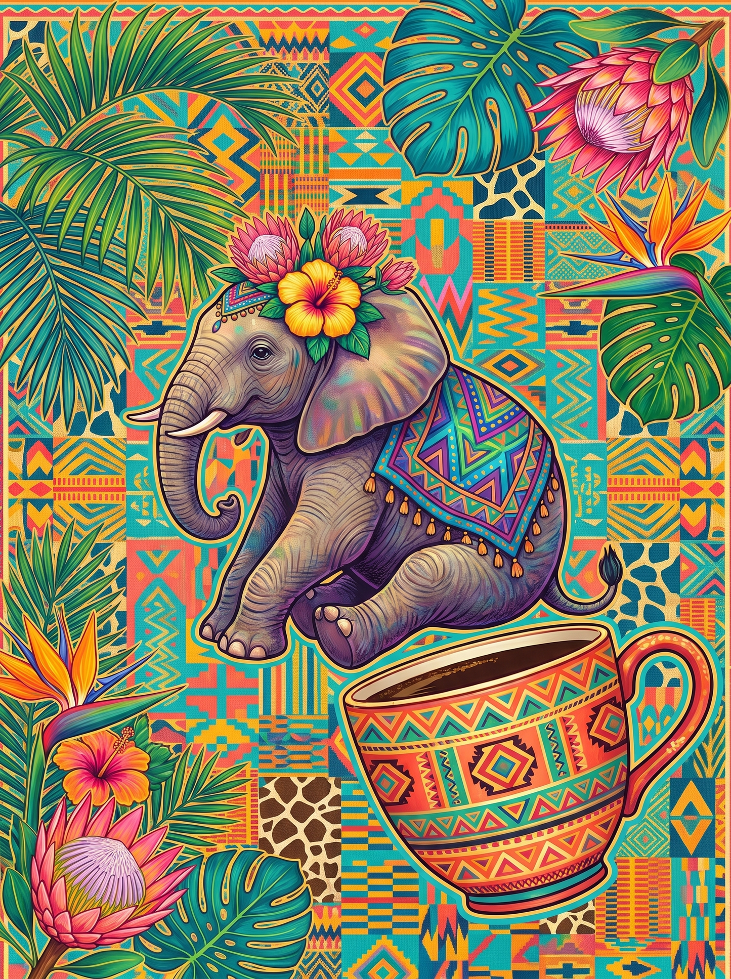 Elephant On Coffee Cup