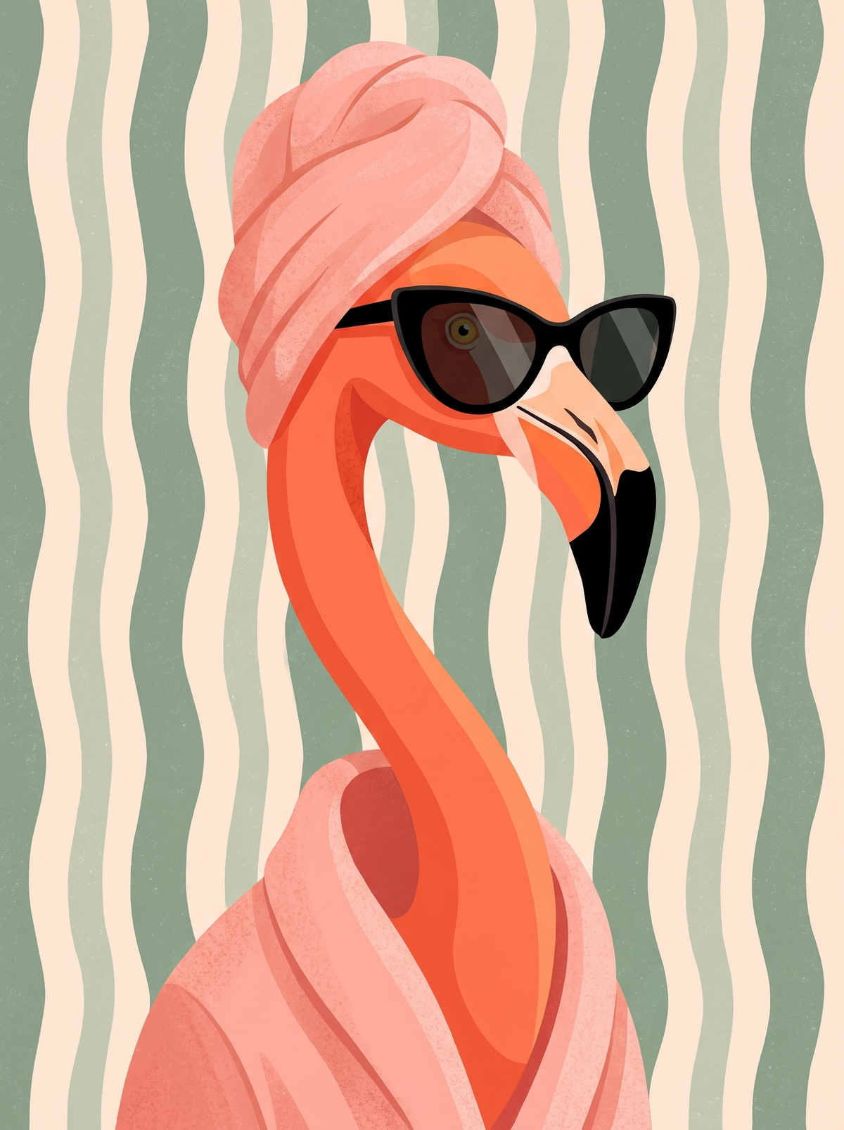 Flamingo In Towel Turban
