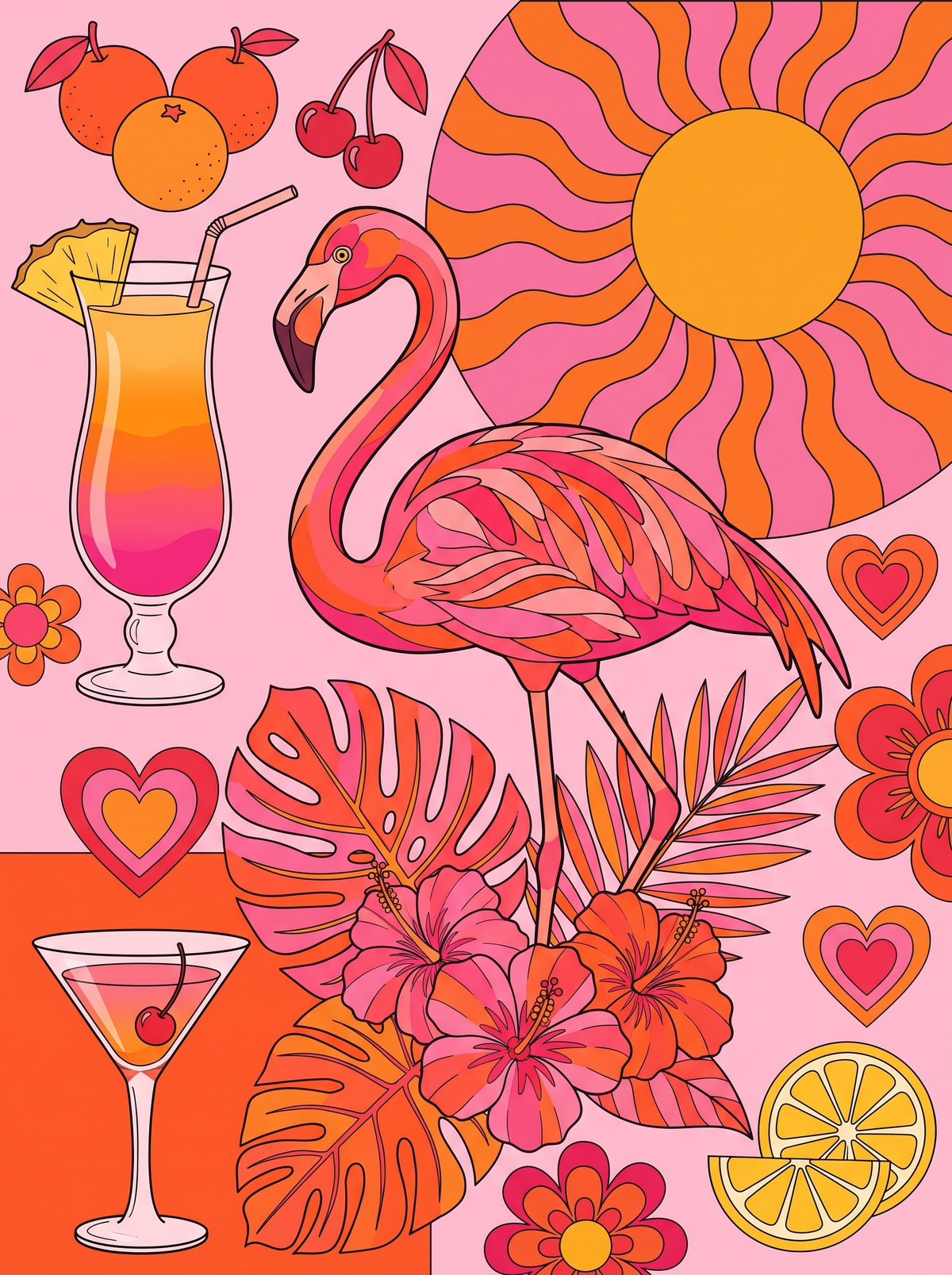 Flamingo Punch Sunburst