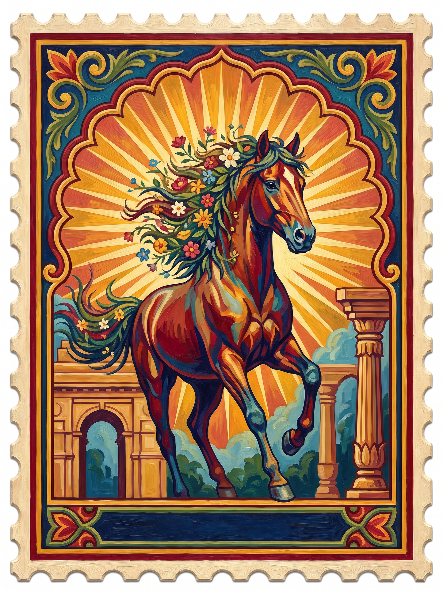 Flower Mane Stallion Stamp