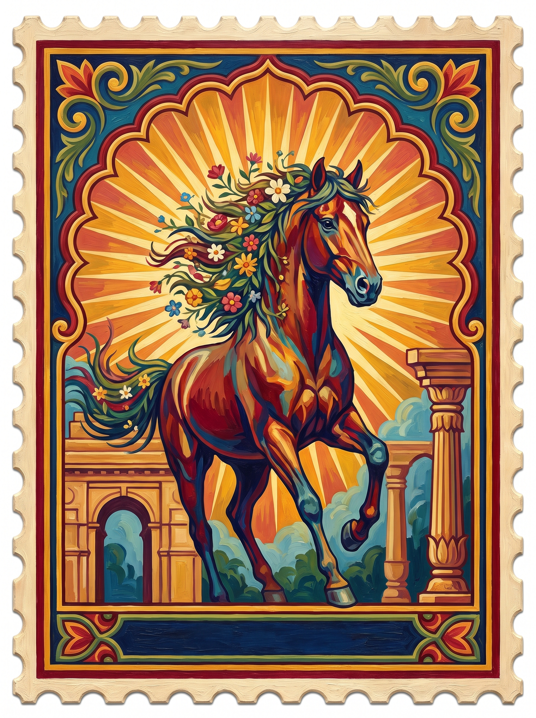 Flower Mane Stallion Stamp