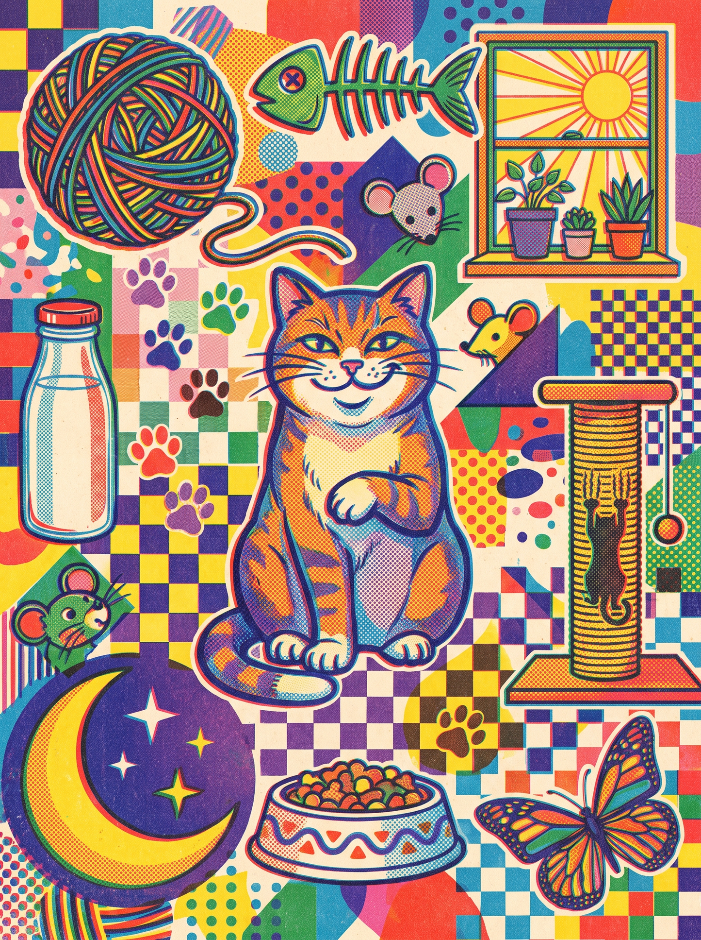 Ginger Cat Checkerboard Scatter
