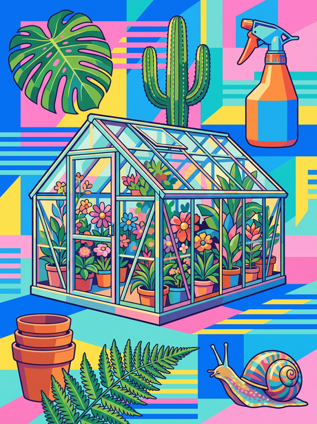Glass Greenhouse And Cactus (150 Color Diamond Painting)