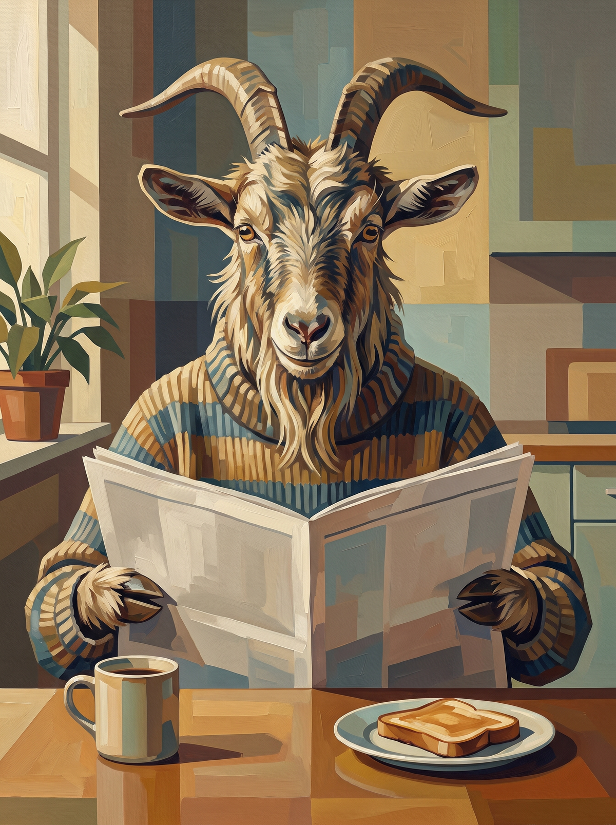 Goat Reading Morning News