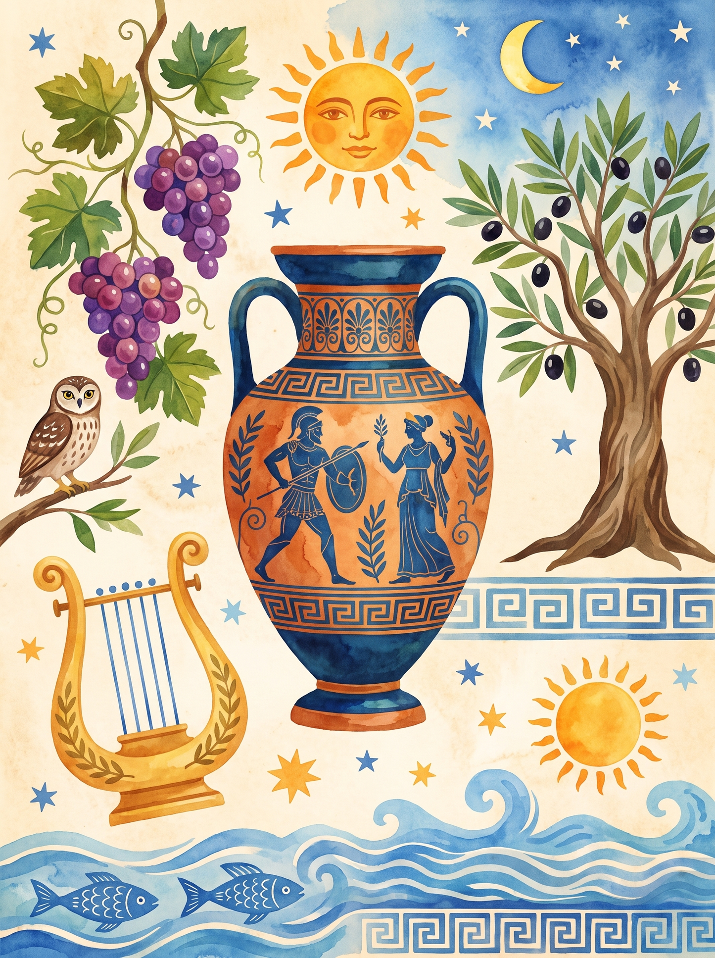Greek Amphora And Lyre