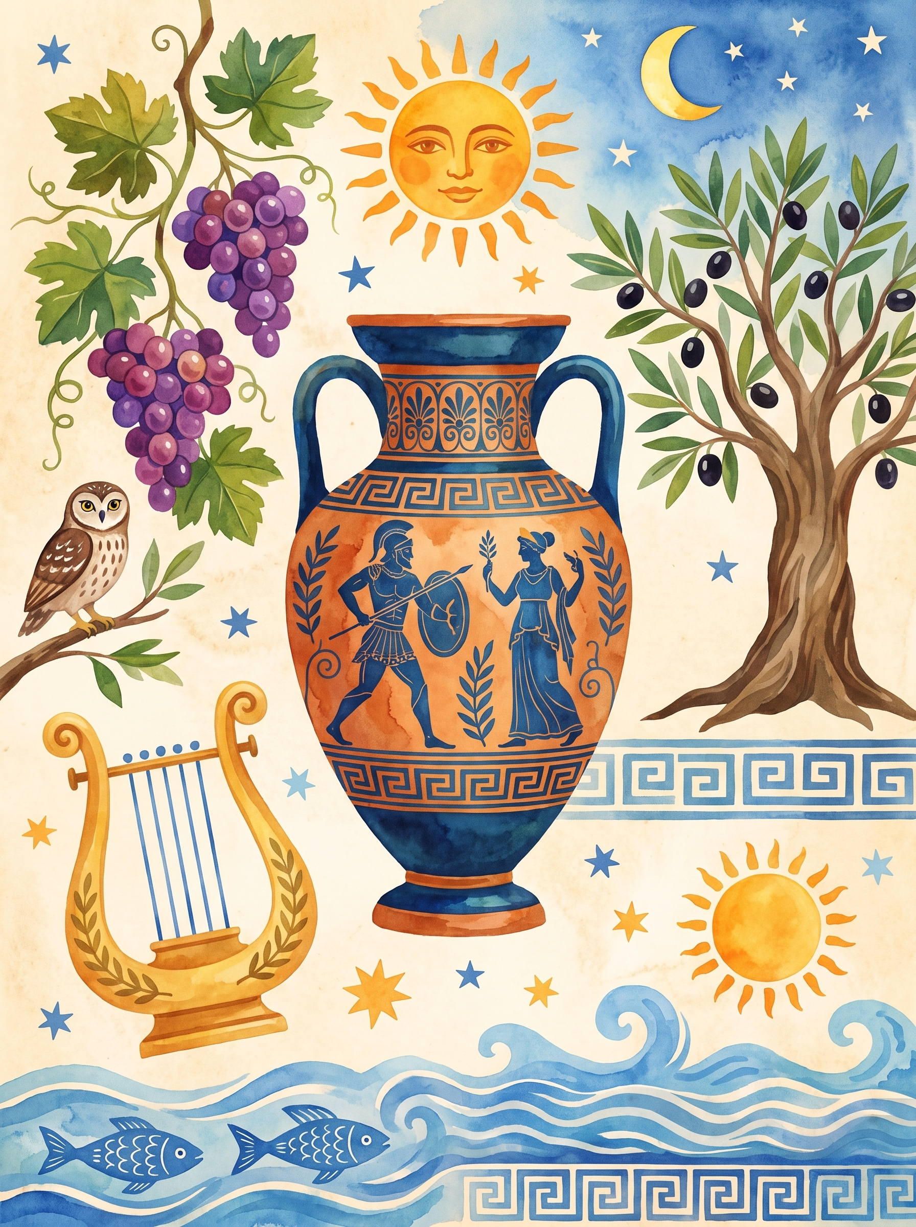 Greek Amphora And Lyre