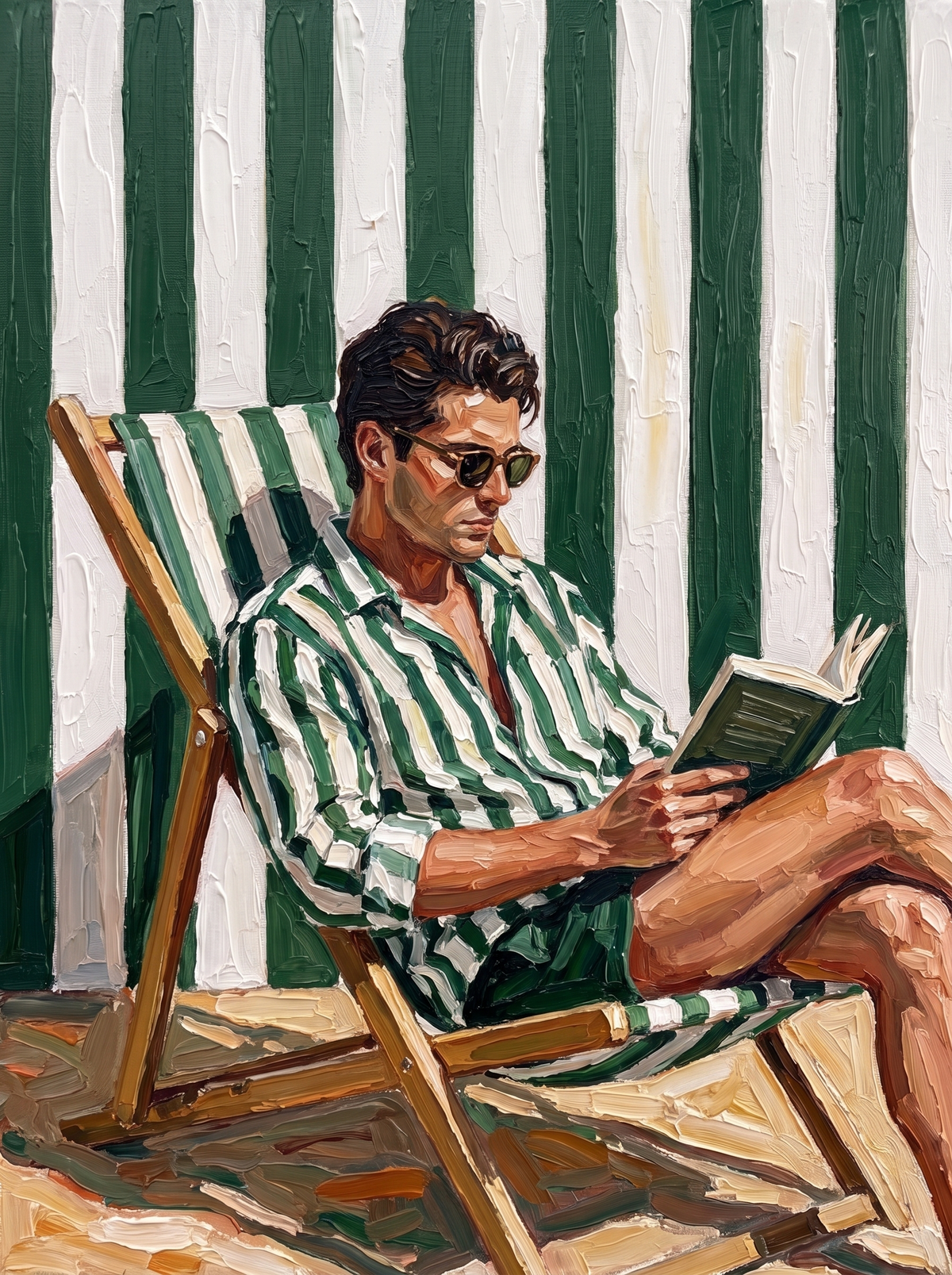 Green Stripe Deckchair Reader