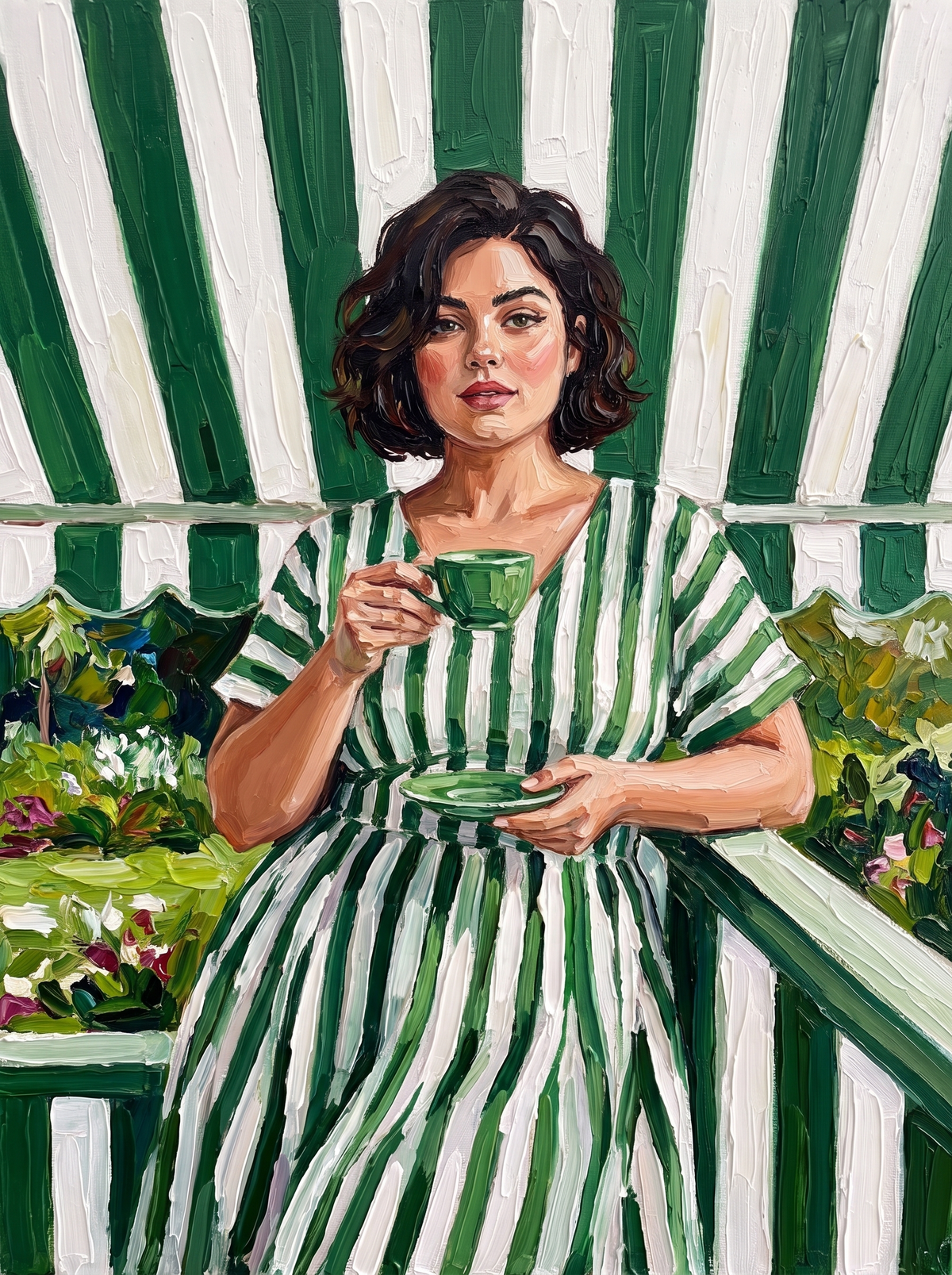 Green Stripes Teacup