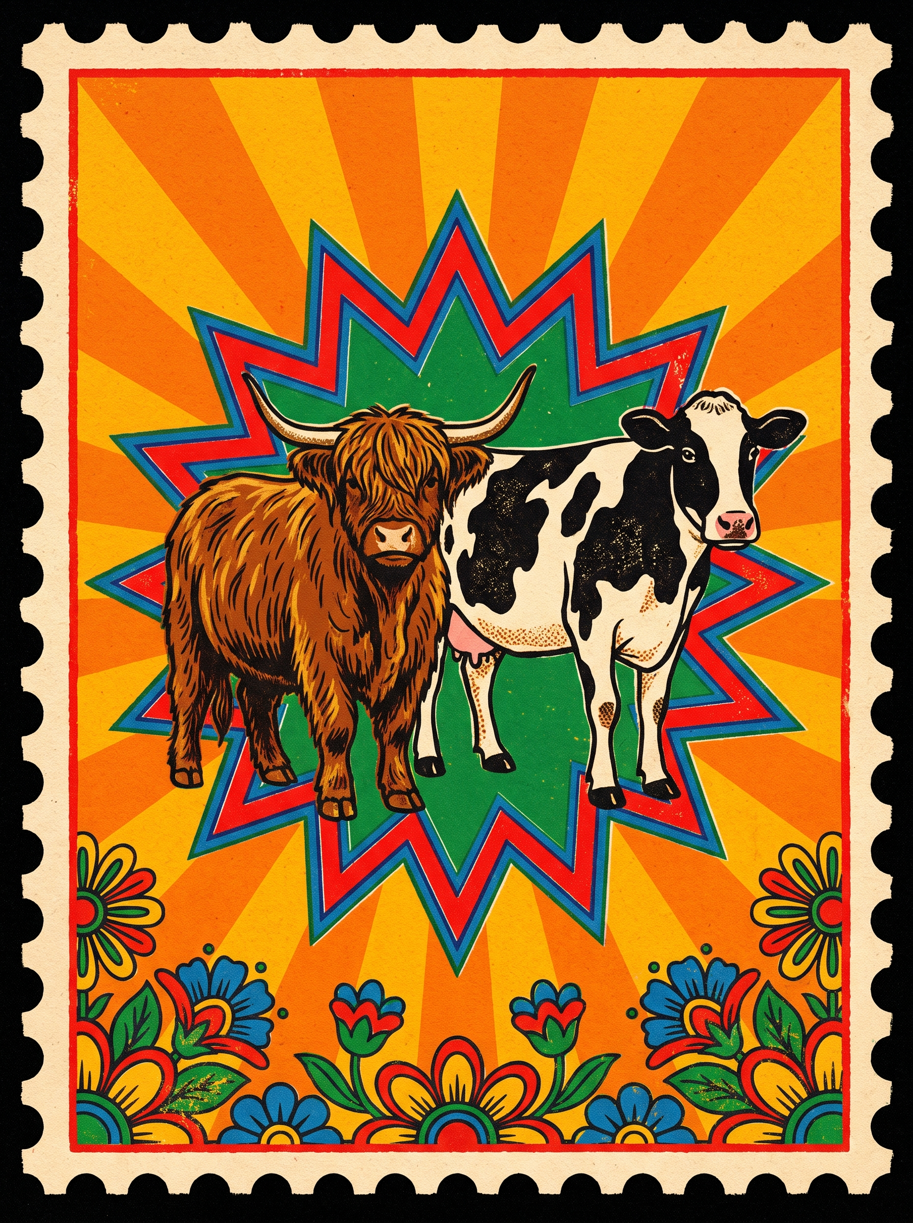 Highland And Holstein Stamp