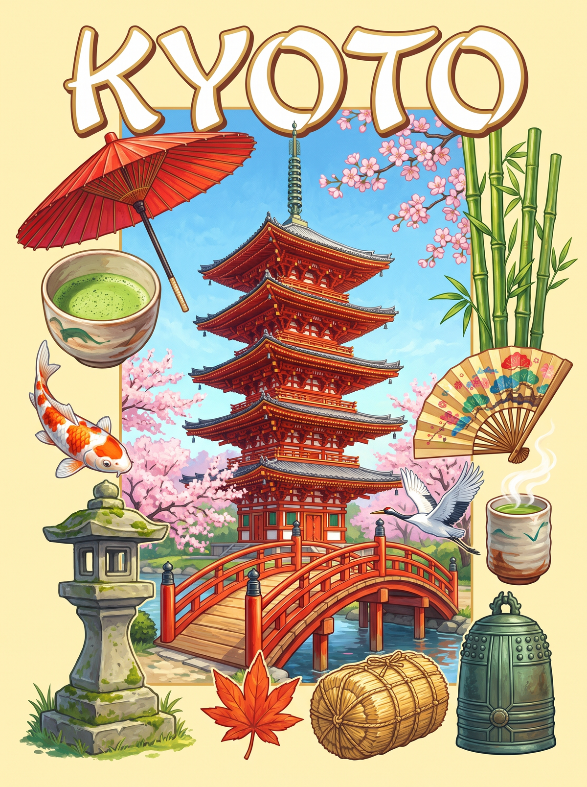 Kyoto Pagoda And Bridge