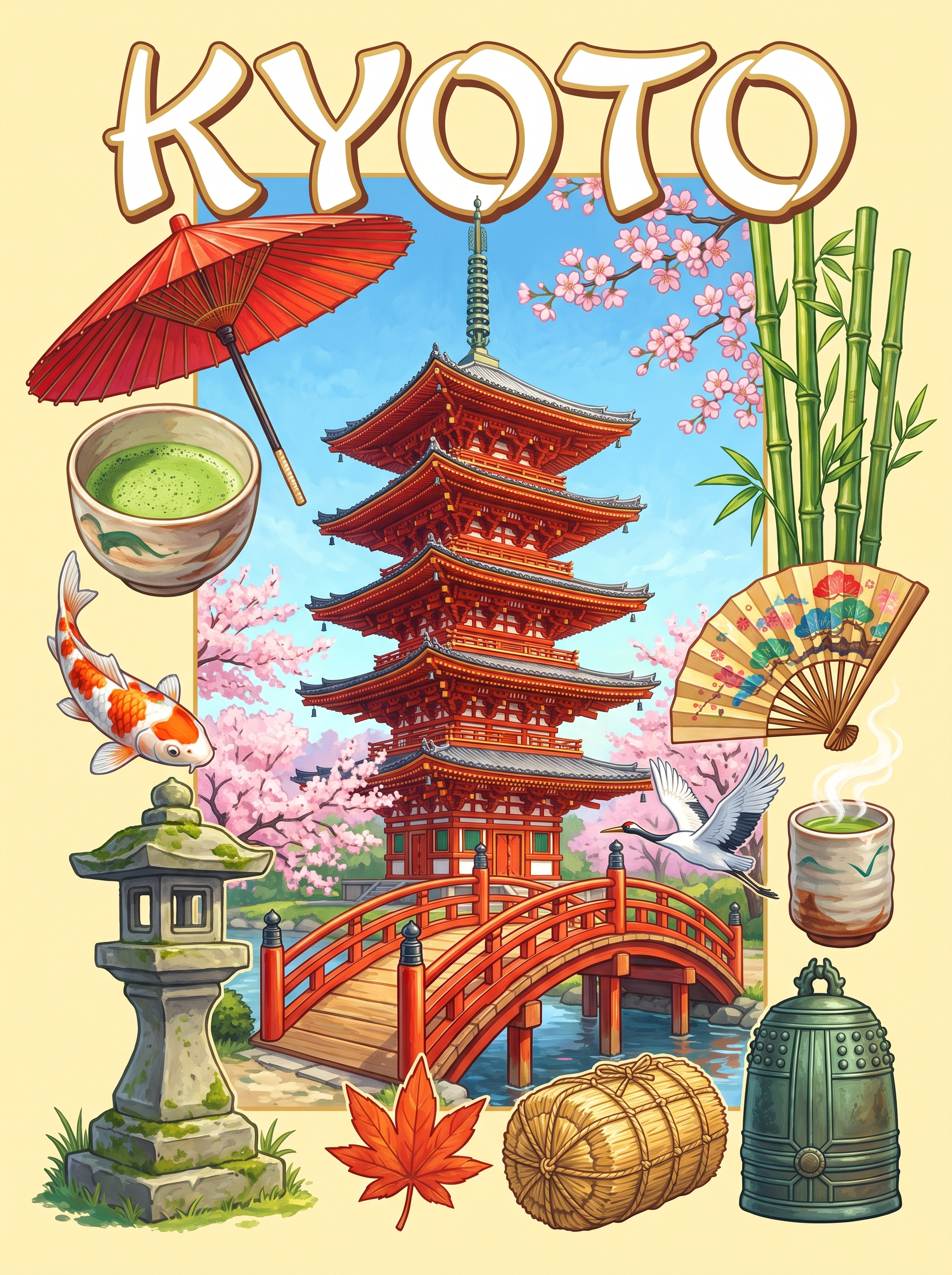 Kyoto Pagoda And Bridge