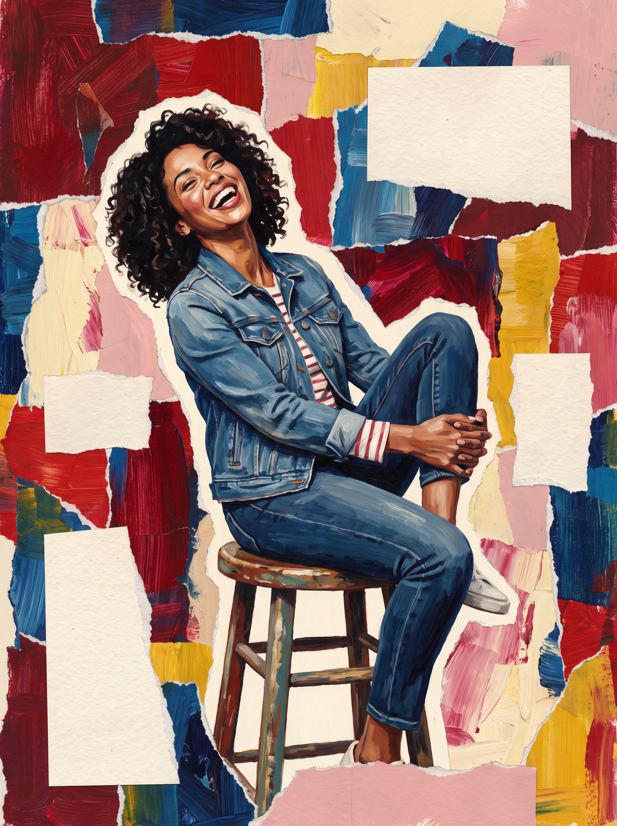 Laughing Woman On Stool