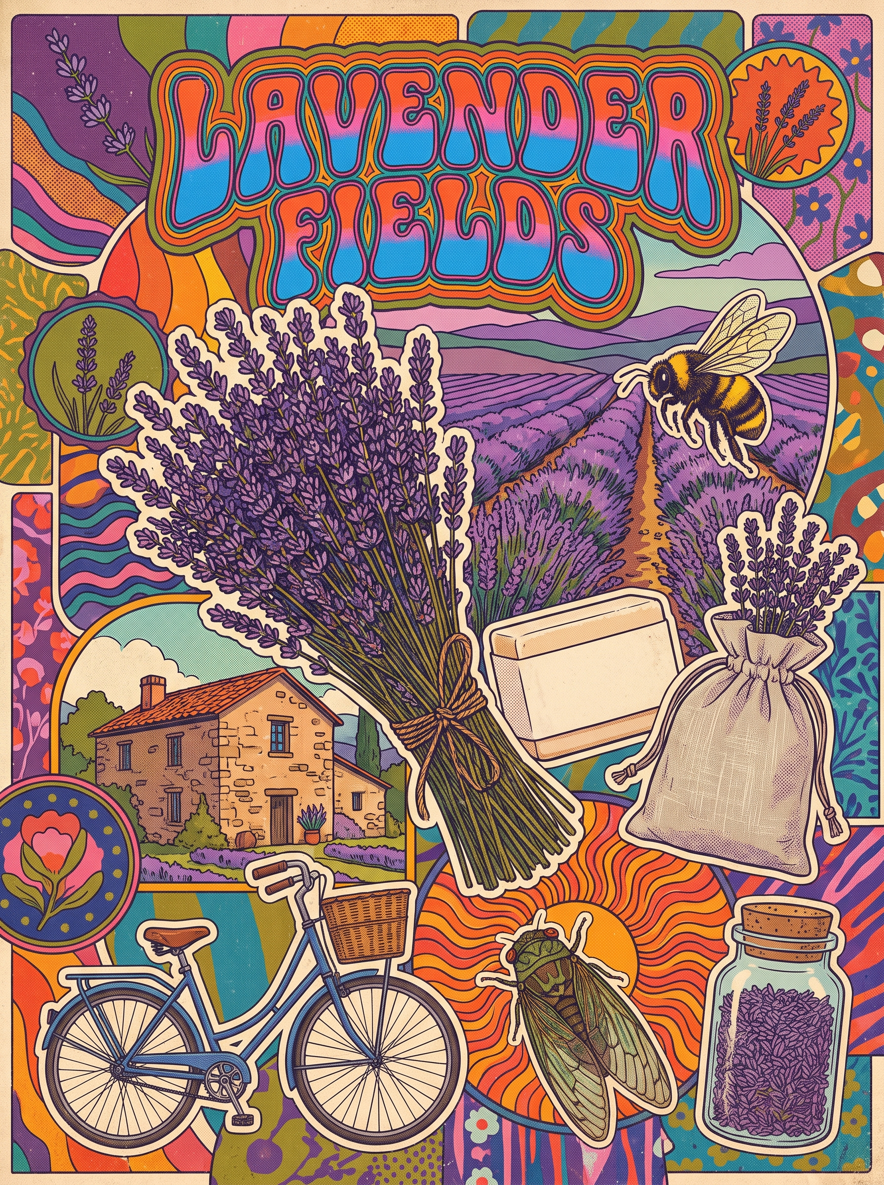 Lavender Fields Blue Bicycle