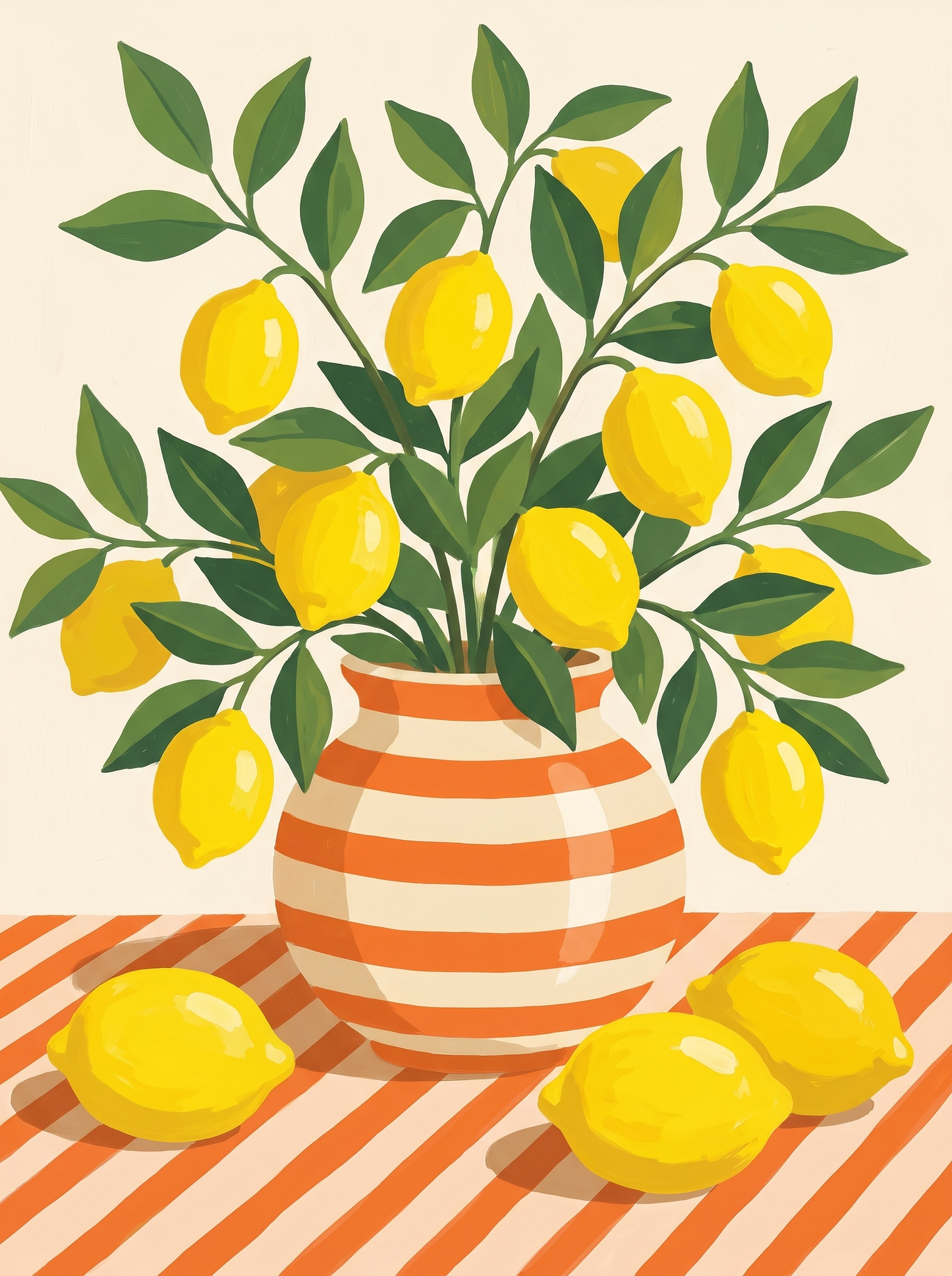 Lemon Branch Striped Vase