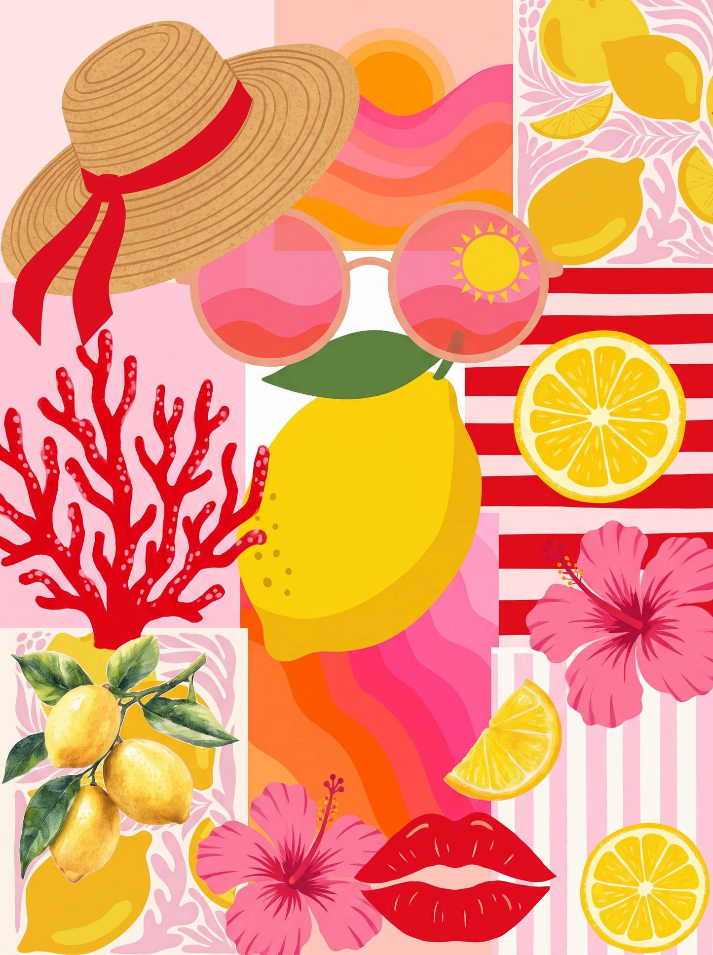 Lemon Hibiscus Summer Grid