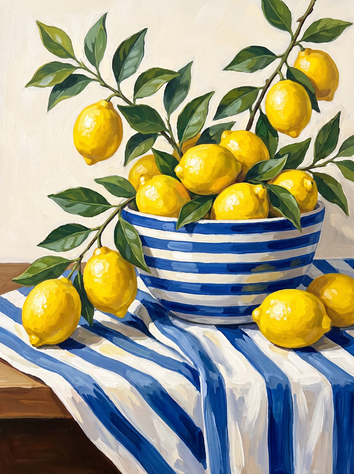 Lemons In Blue Bowl