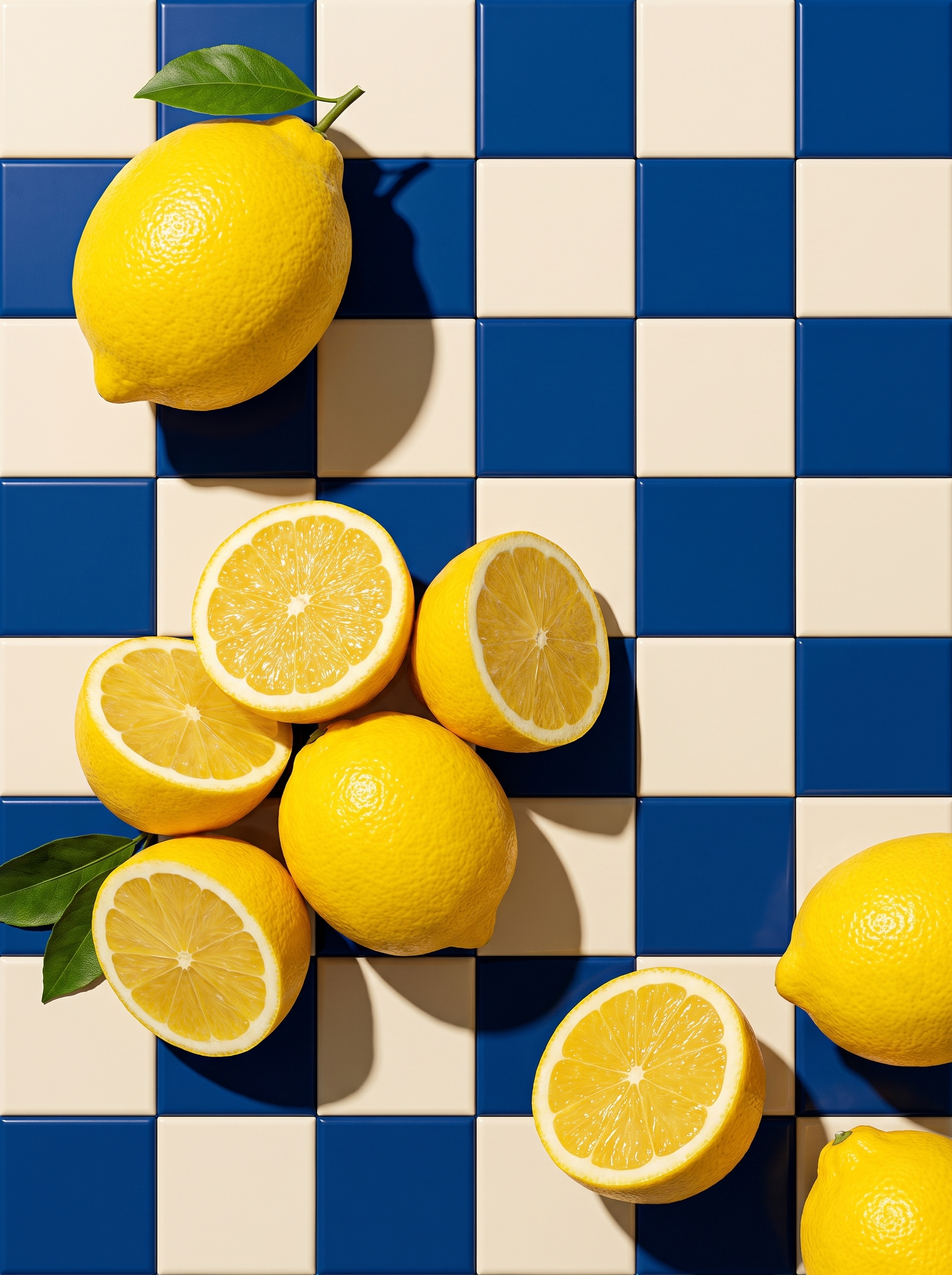 Lemons On Blue Tiles