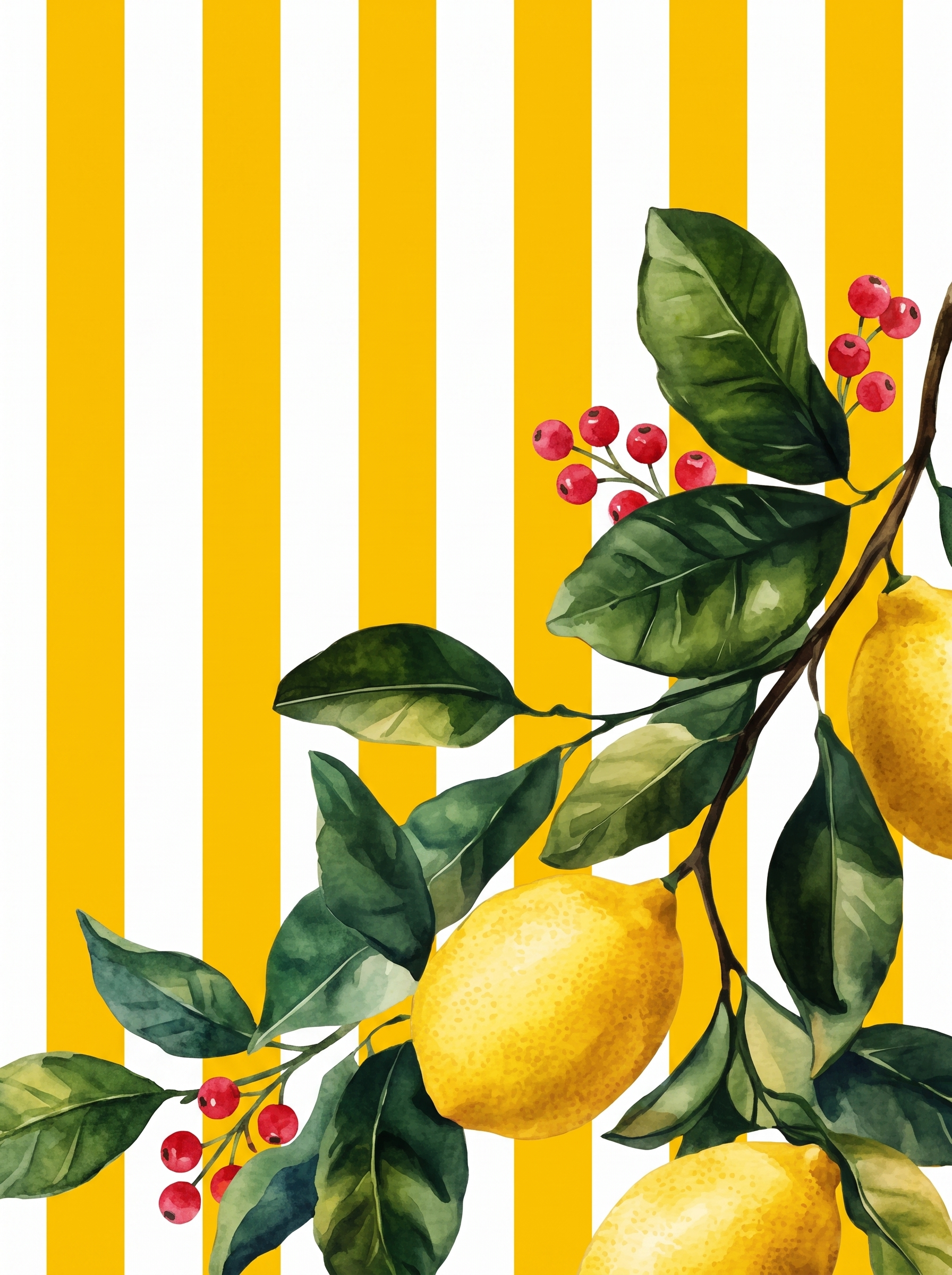 Lemons On Yellow Stripes