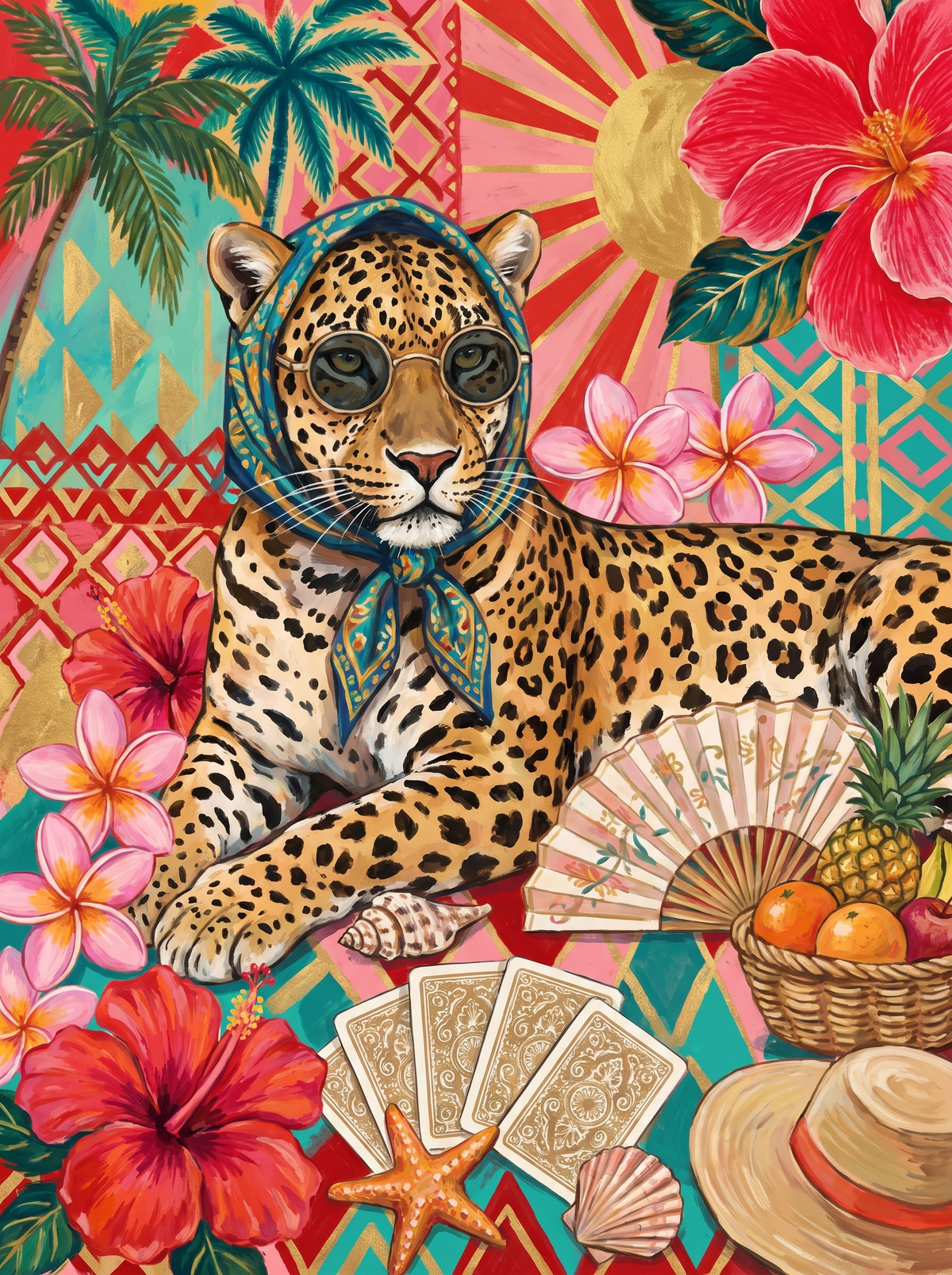 Leopard Tropical Fortune Cards