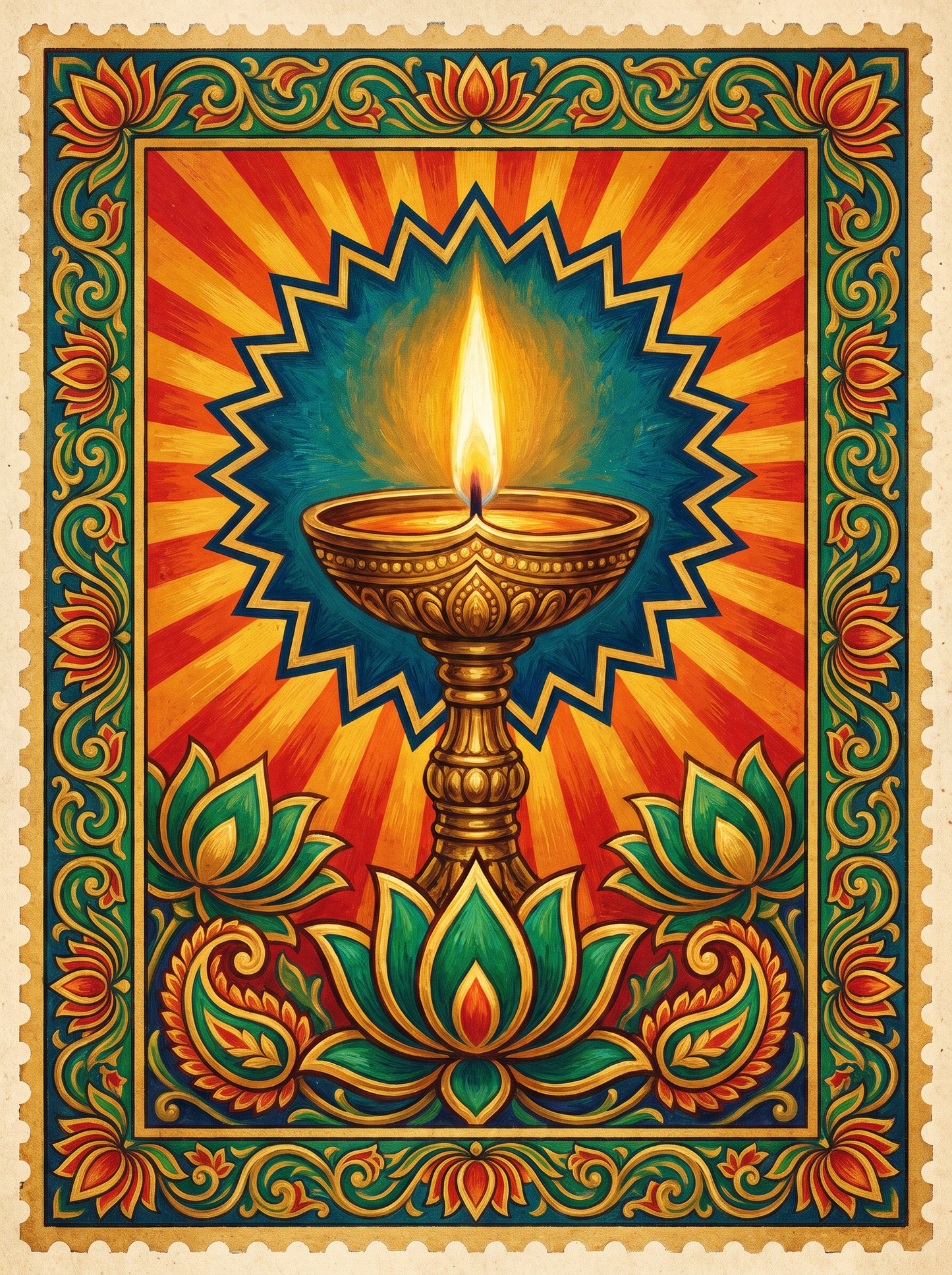 Lit Diya Flame