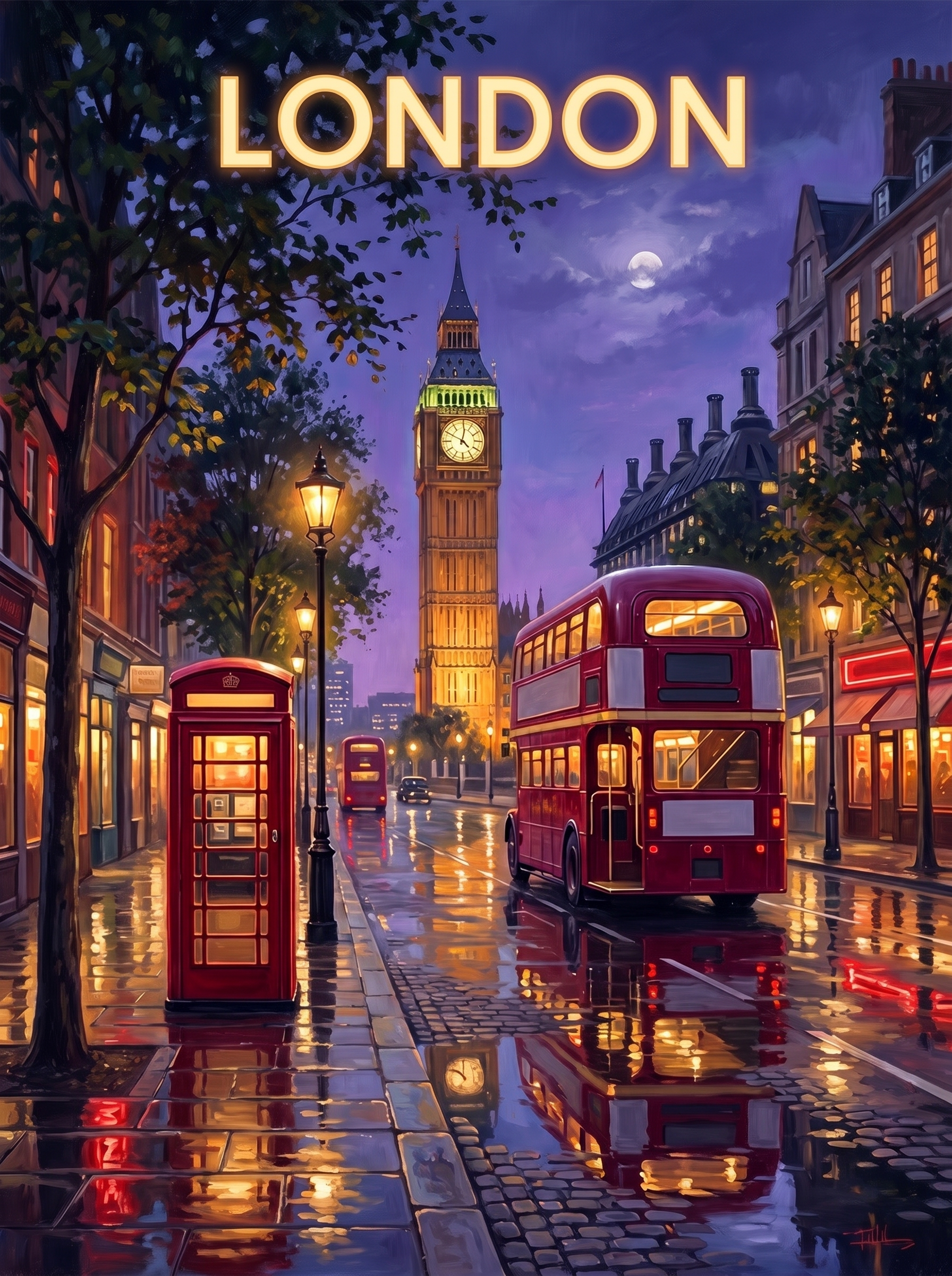 London Red Bus Rain