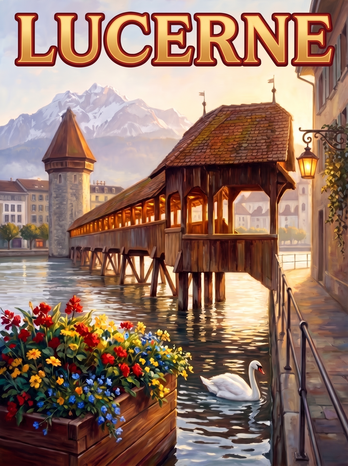 Lucerne Swan And Bridge