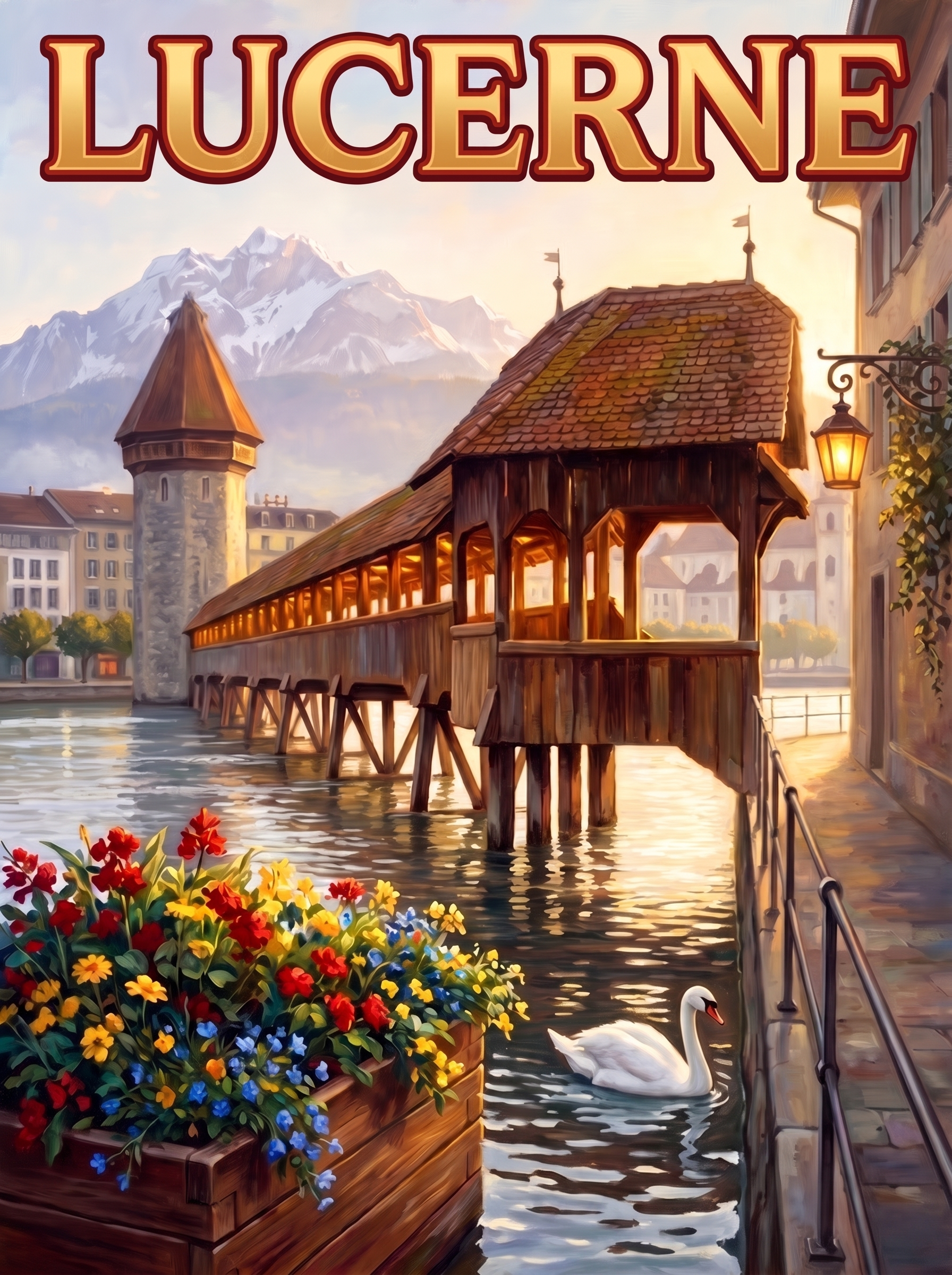 Lucerne Swan And Bridge