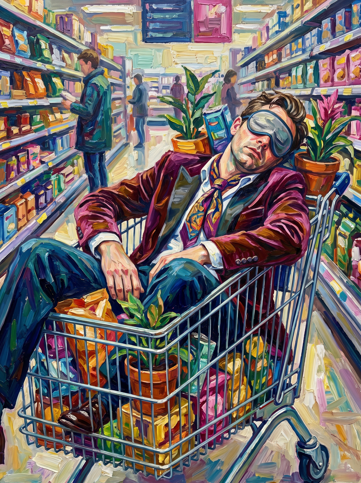 Man Asleep In Trolley