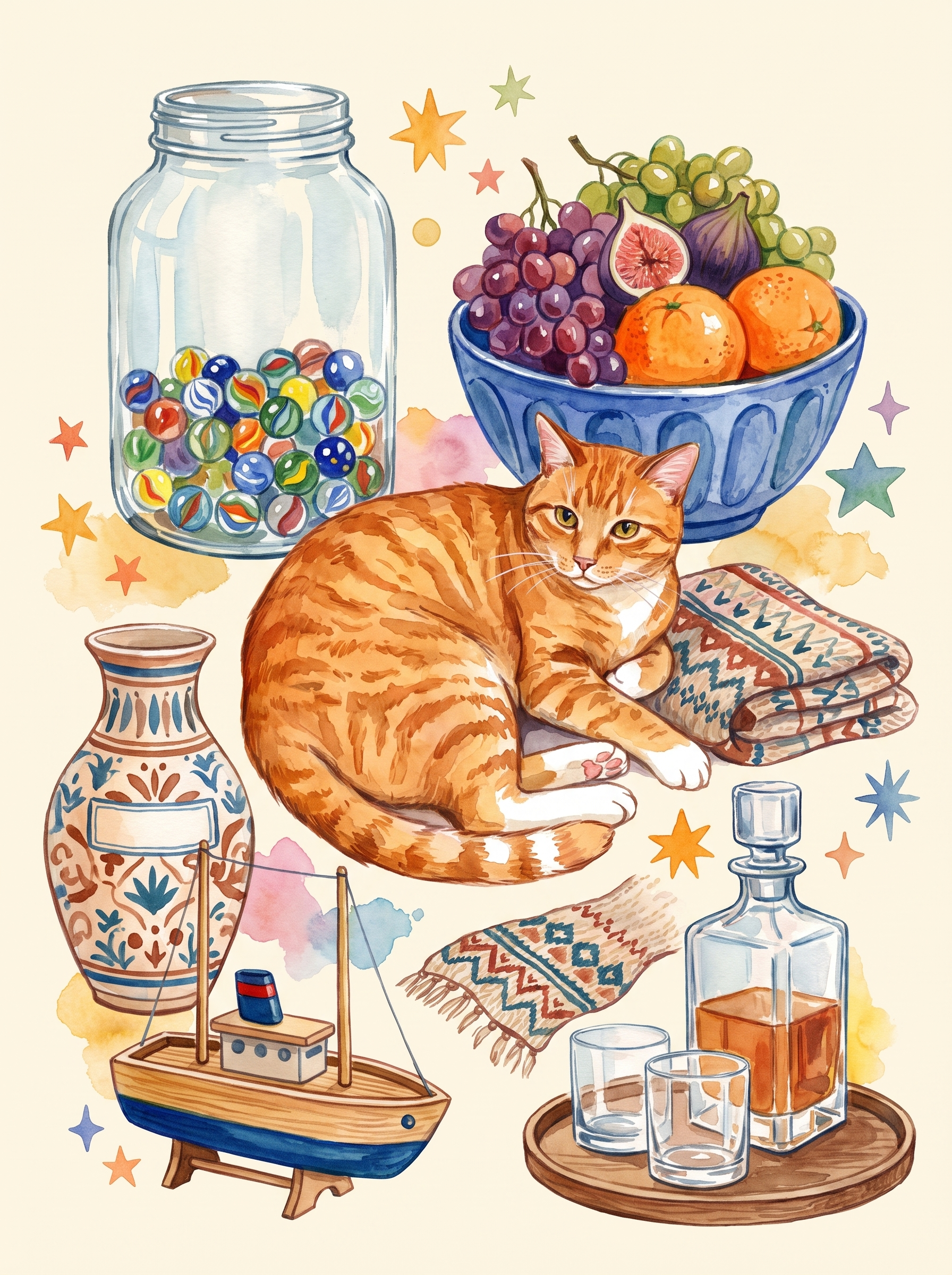 Marble Jar And Tabby