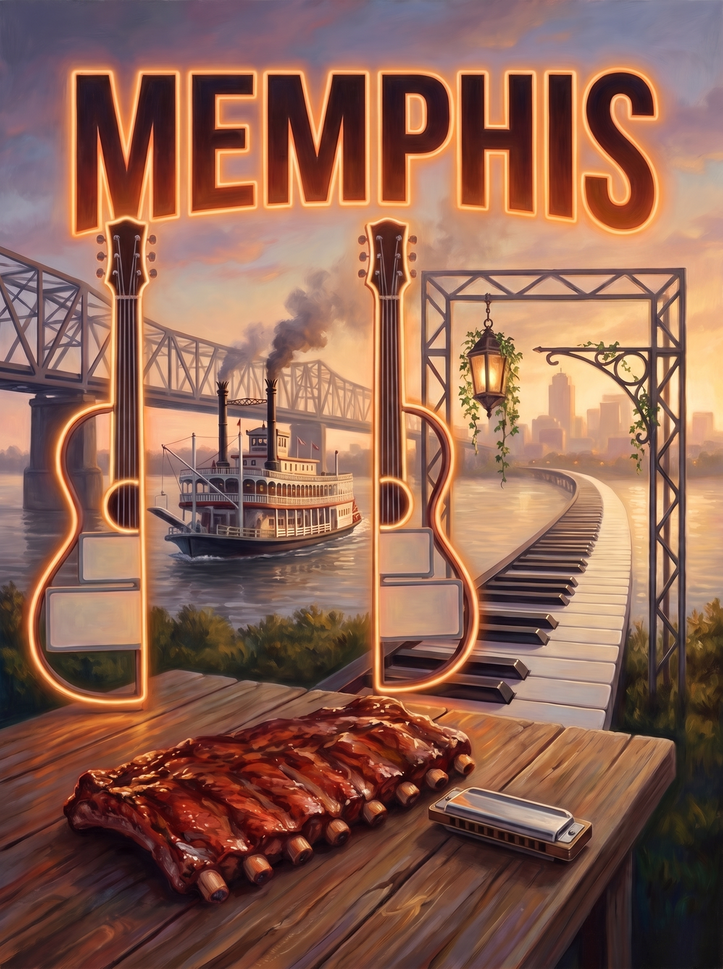 Memphis Neon Guitars Ribs