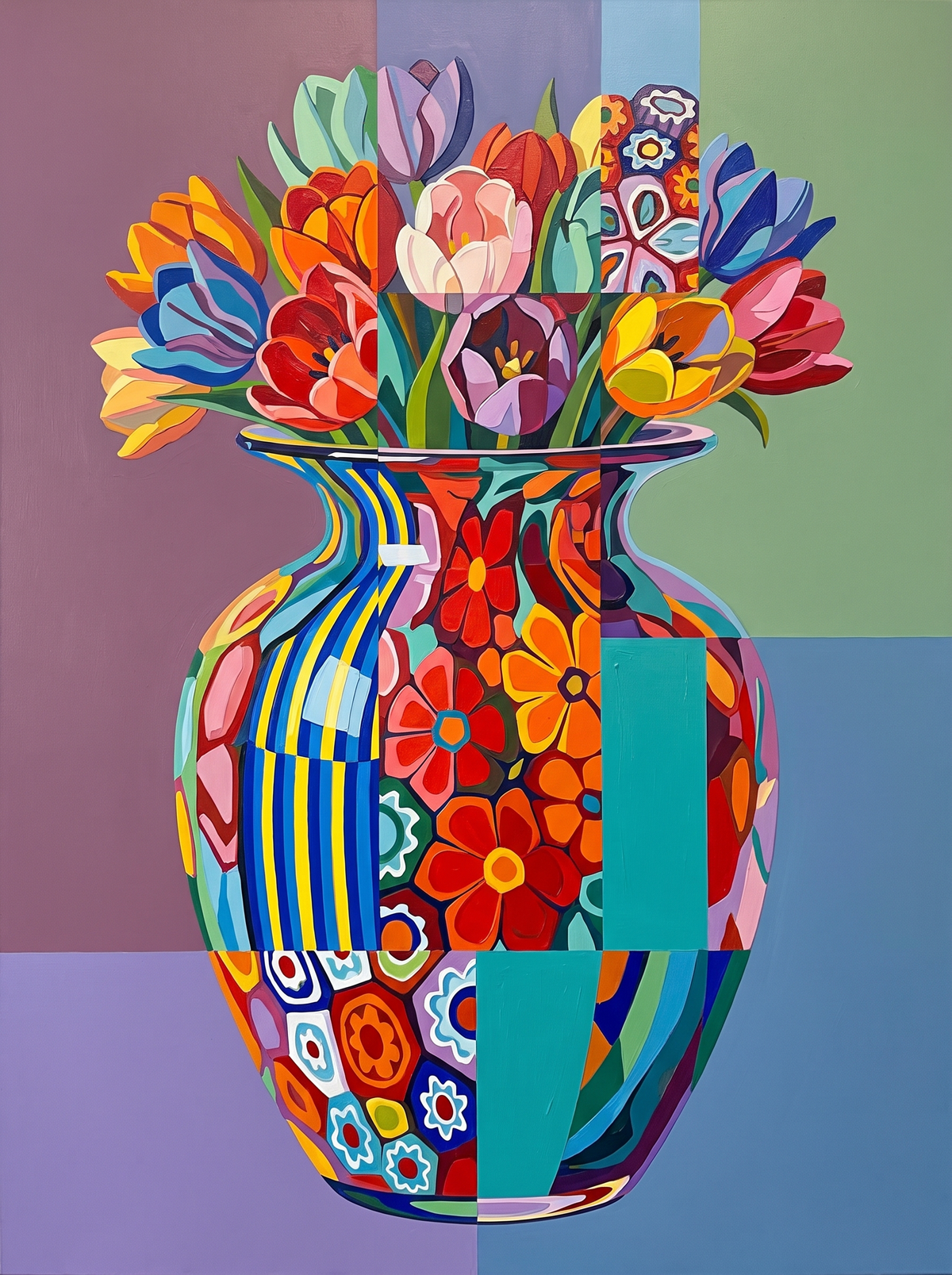 Millefiori Tulip Vase