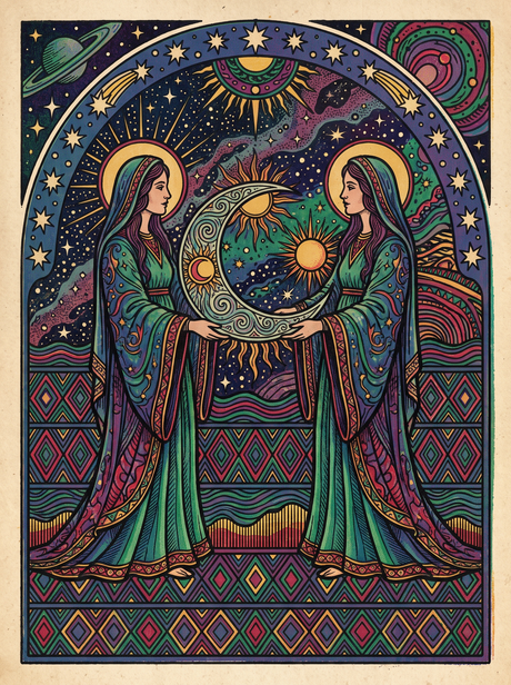 Moon Sisters Cradling Eclipse